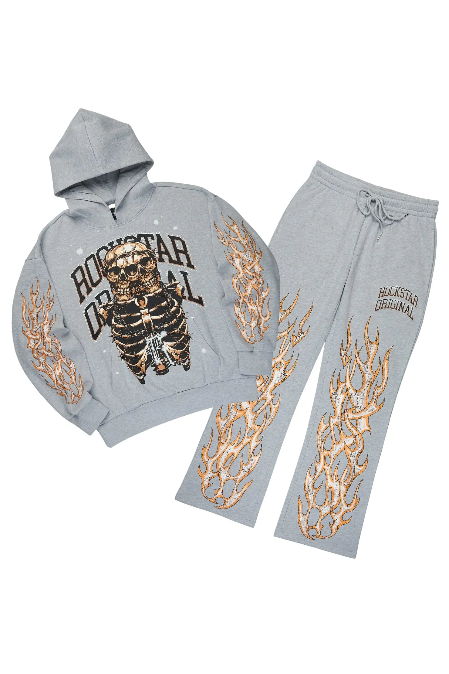 Kaizel Heather Grey Hoodie/Baggy Pant Track Set