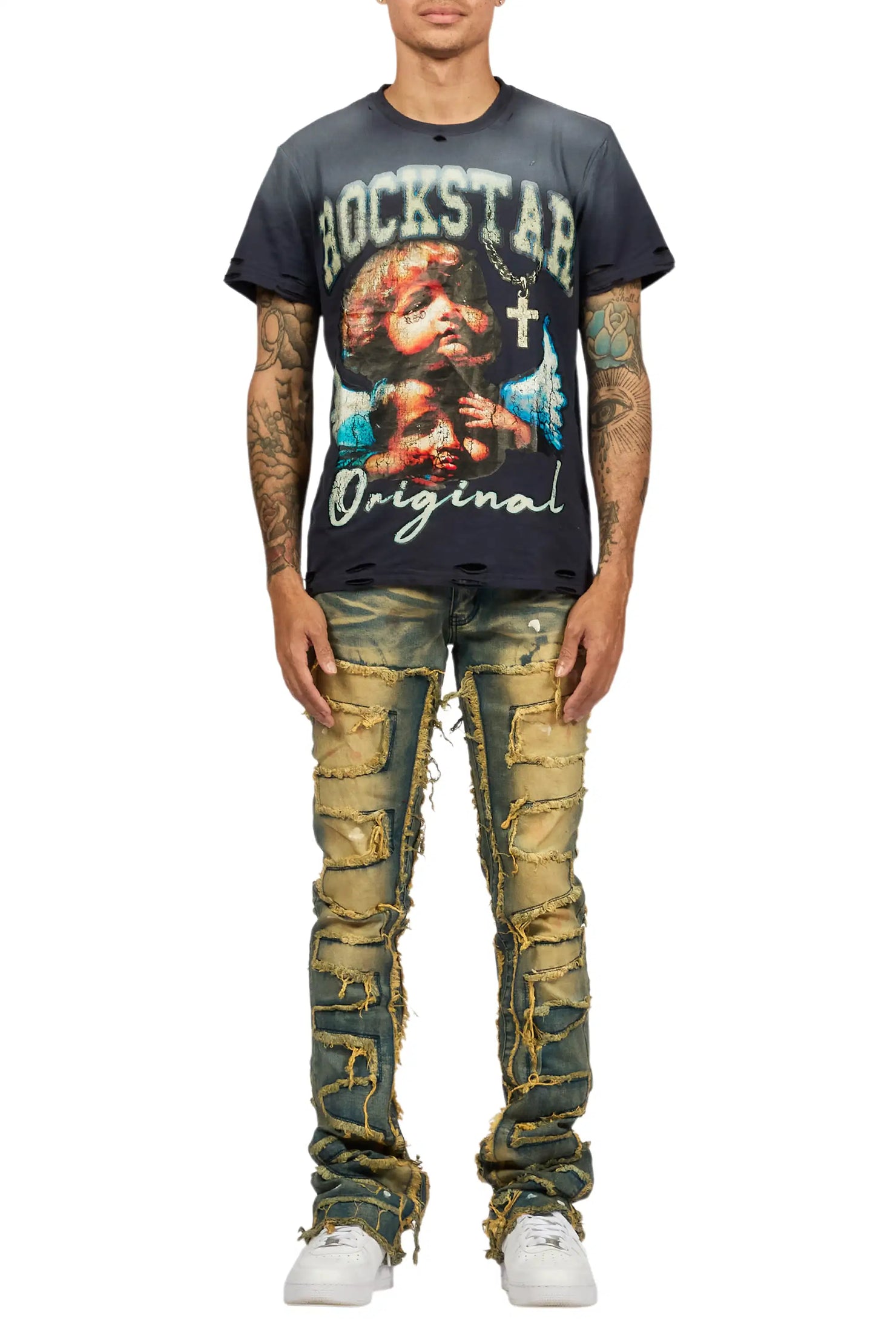 Shake Tint Dirty Blue Stacked Flare Jean