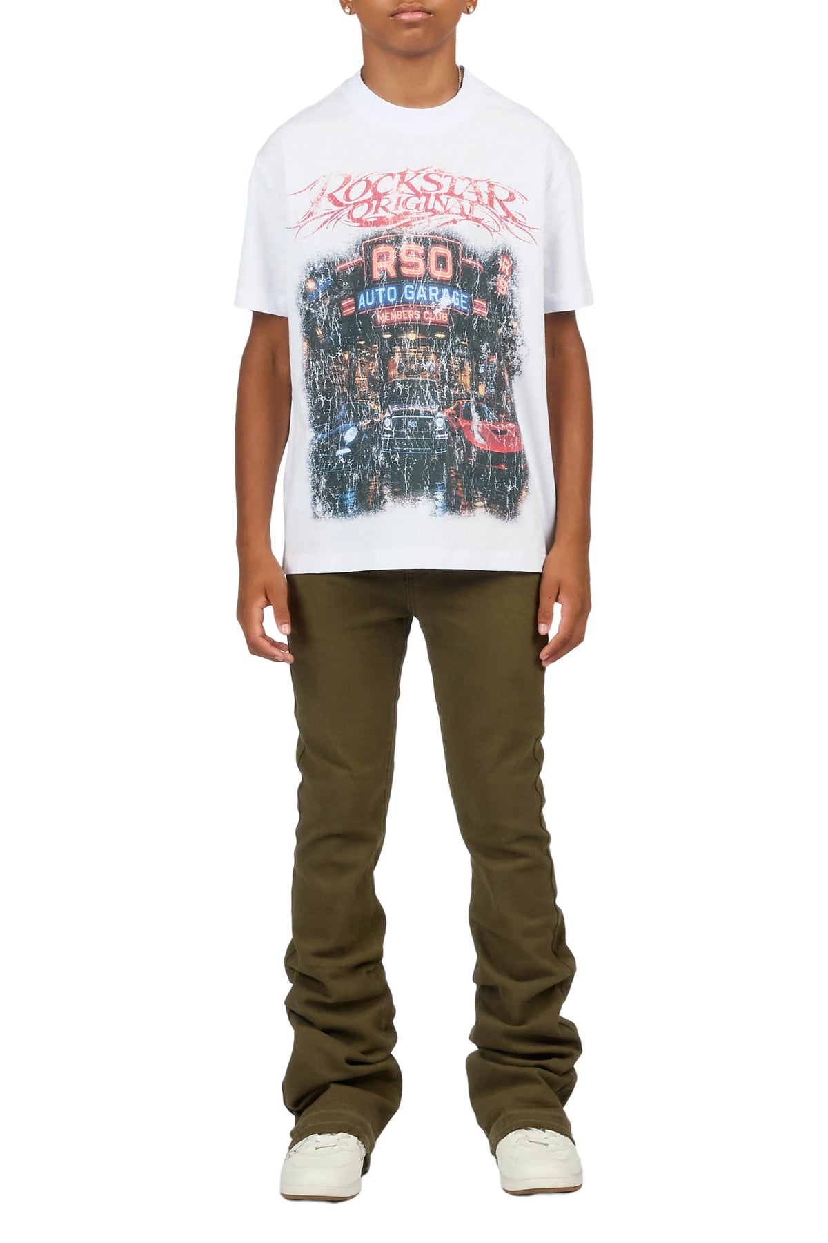Boys Dag Olive Stacked Flare Jean