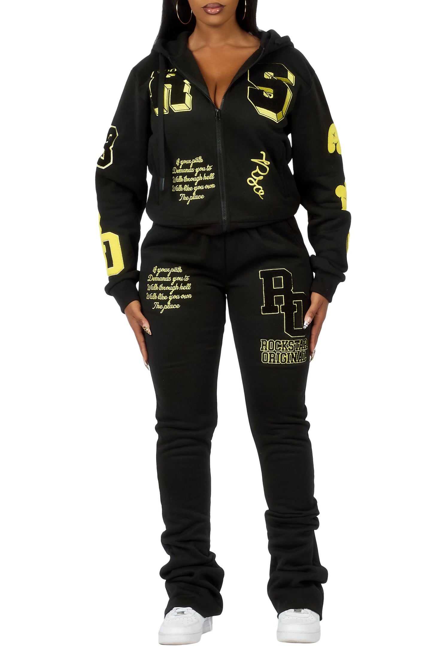 Leslee Black/Yellow Super Stacked Track Set