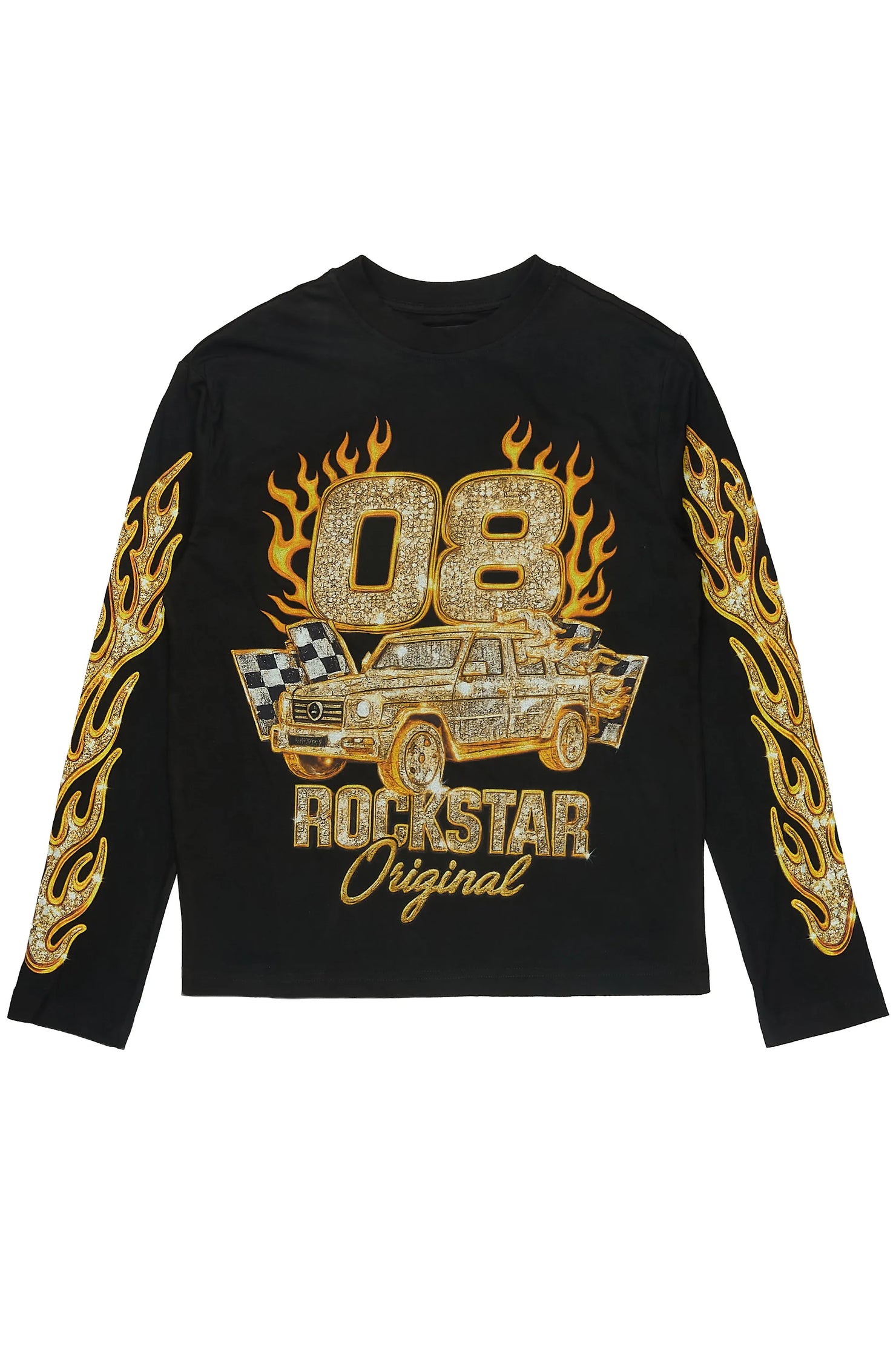 Boys Gluden Black Long Sleeve Graphic T-Shirt
