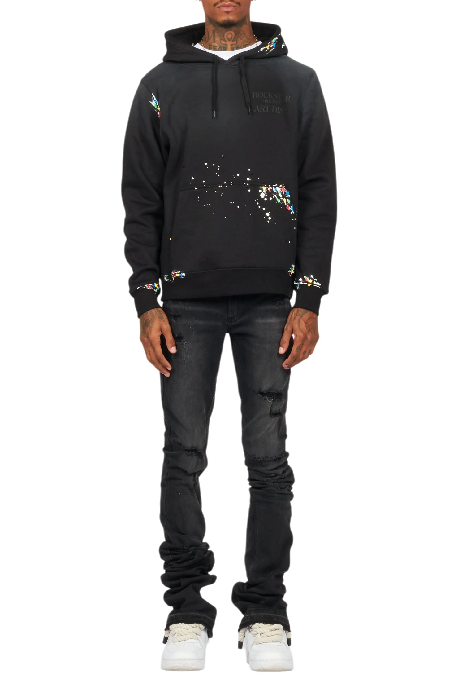 Palmer Black Hoodie/Stacked Flare Jean Bundle