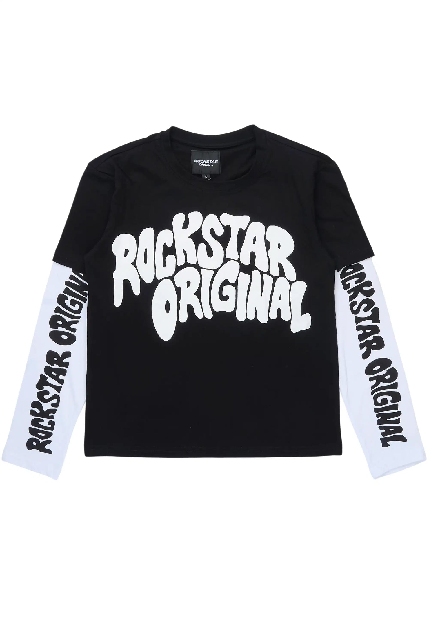 Boys Monit Black/White Double Layer Graphic T-Shirt