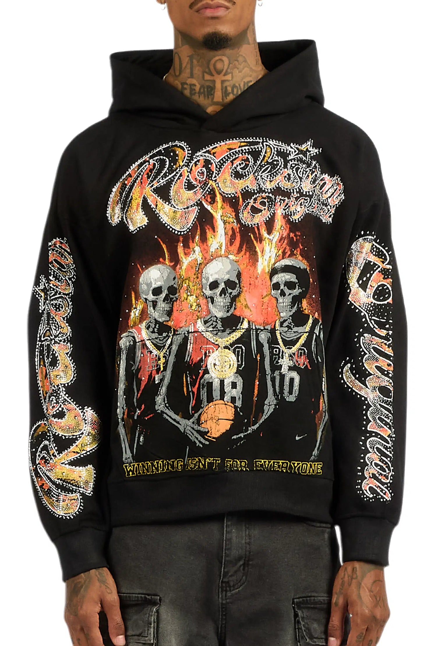 Vincitor Black Rhinestone Oversized Hoodie