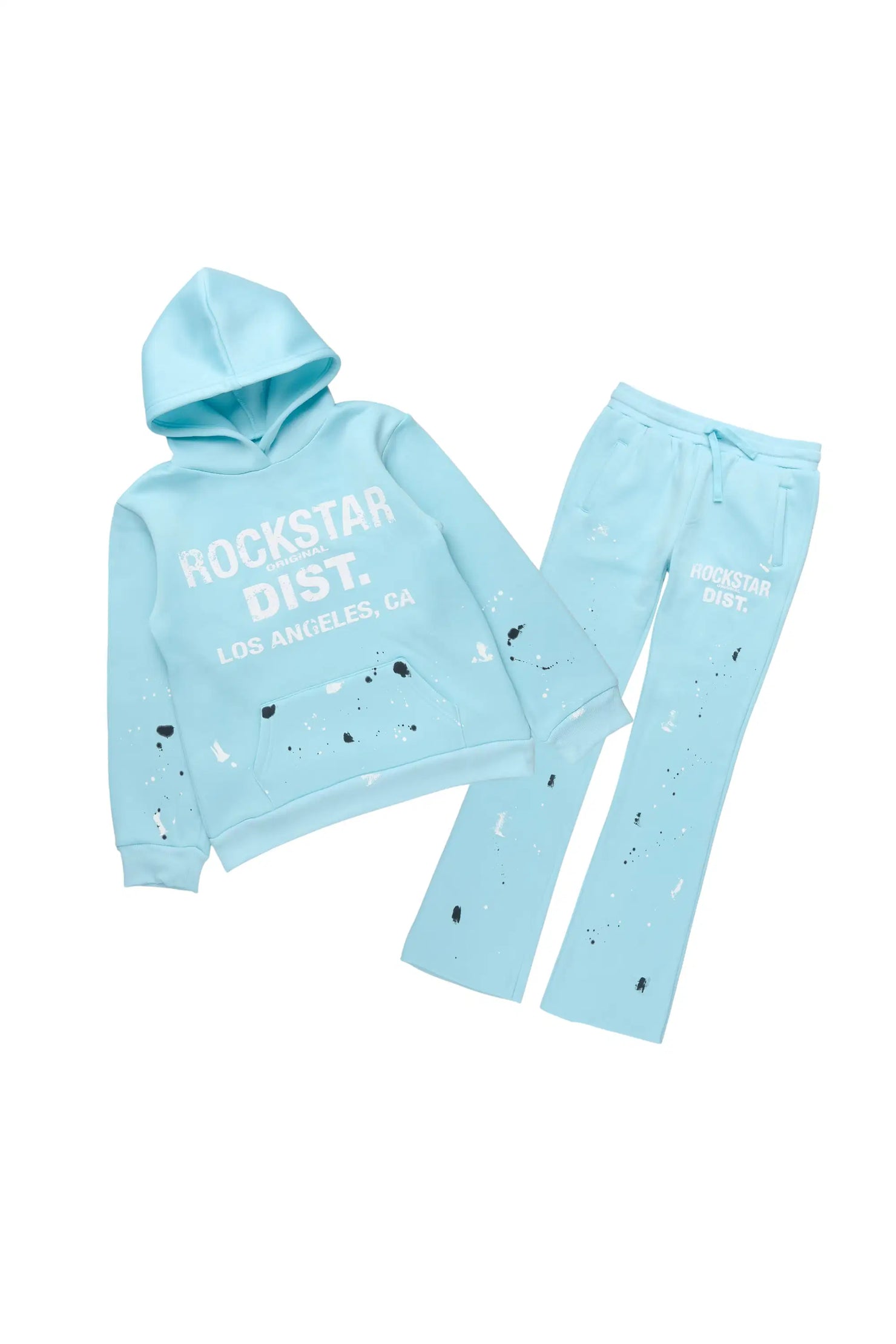 Girls Scatie 2.0 Light Blue Hoodie/Stacked Flare Track Set