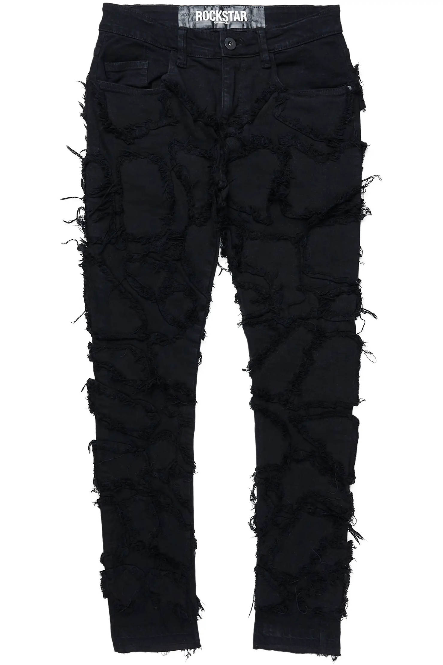 Hakim Jet Black Patchwork Skinny Fit Jean