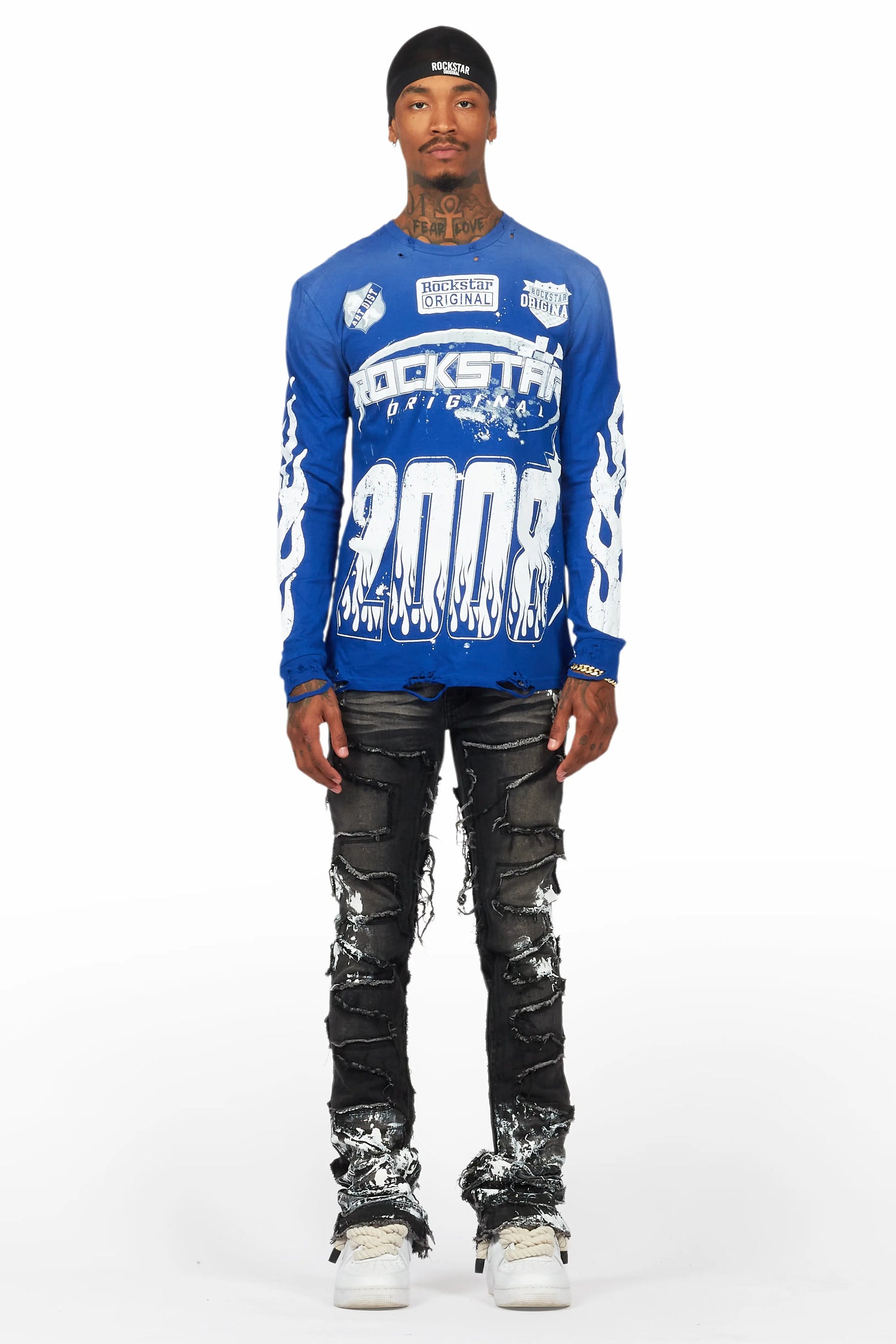 Kodak Grey/White Painter Stacked Flare Fringe Jean