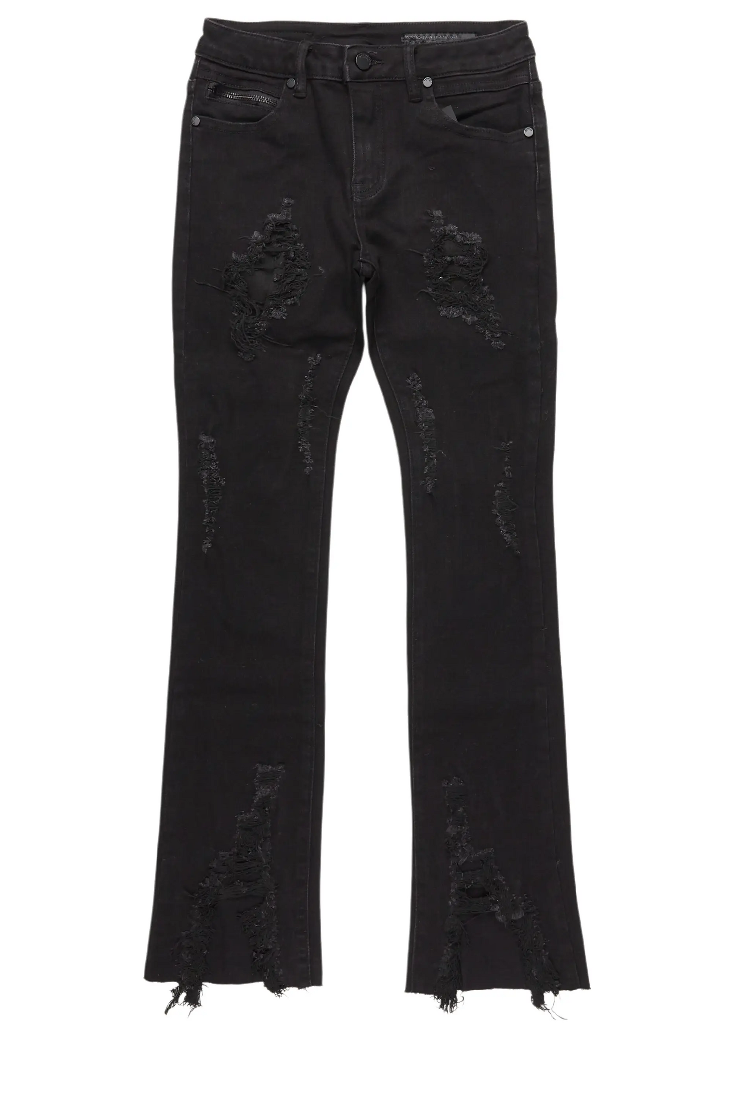 Boys Fateh Jet Black  Stacked Flare Jean