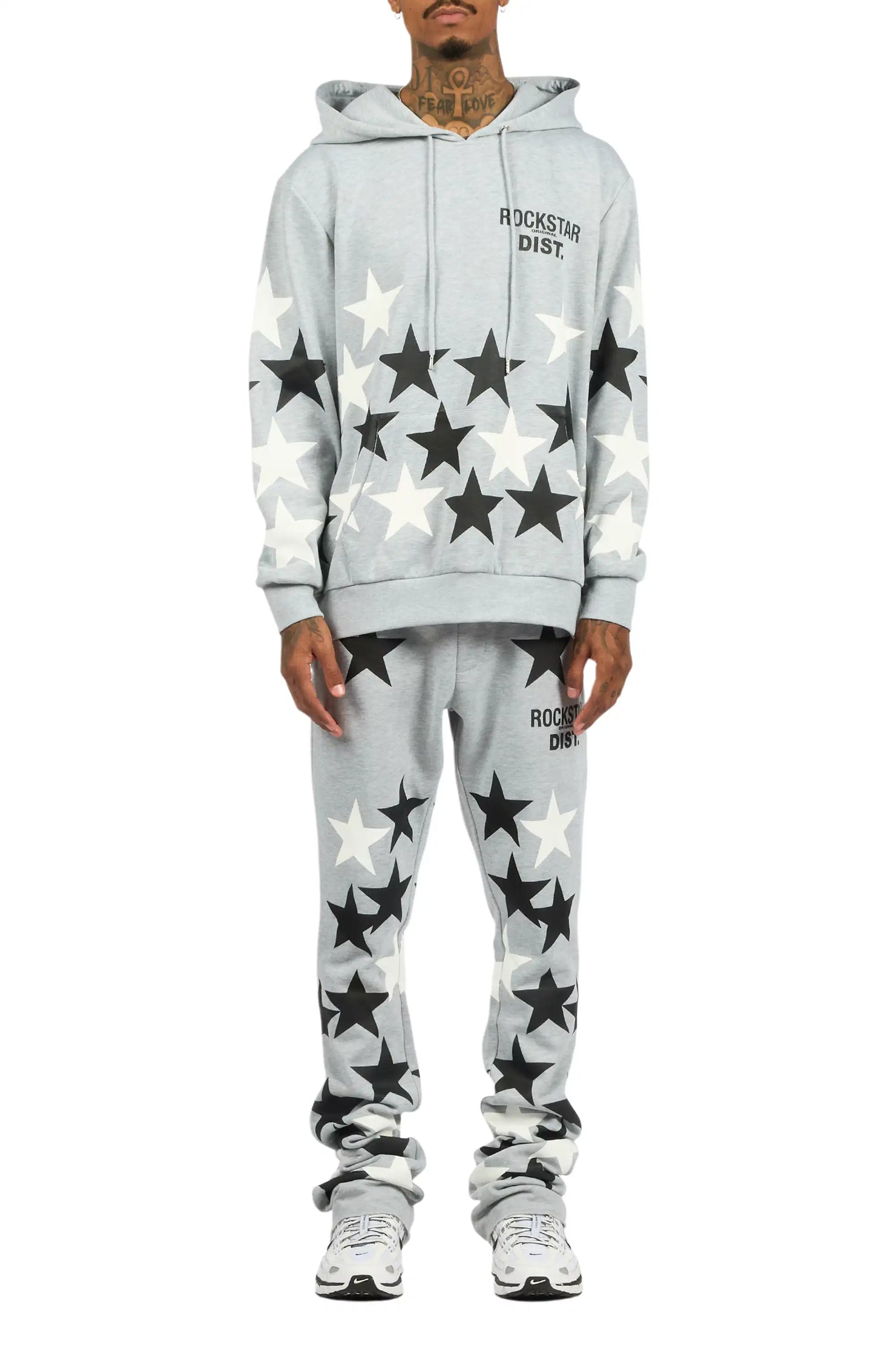 Starlane Heather Grey/Black Hoodie Stacked Flare Fit Track Set