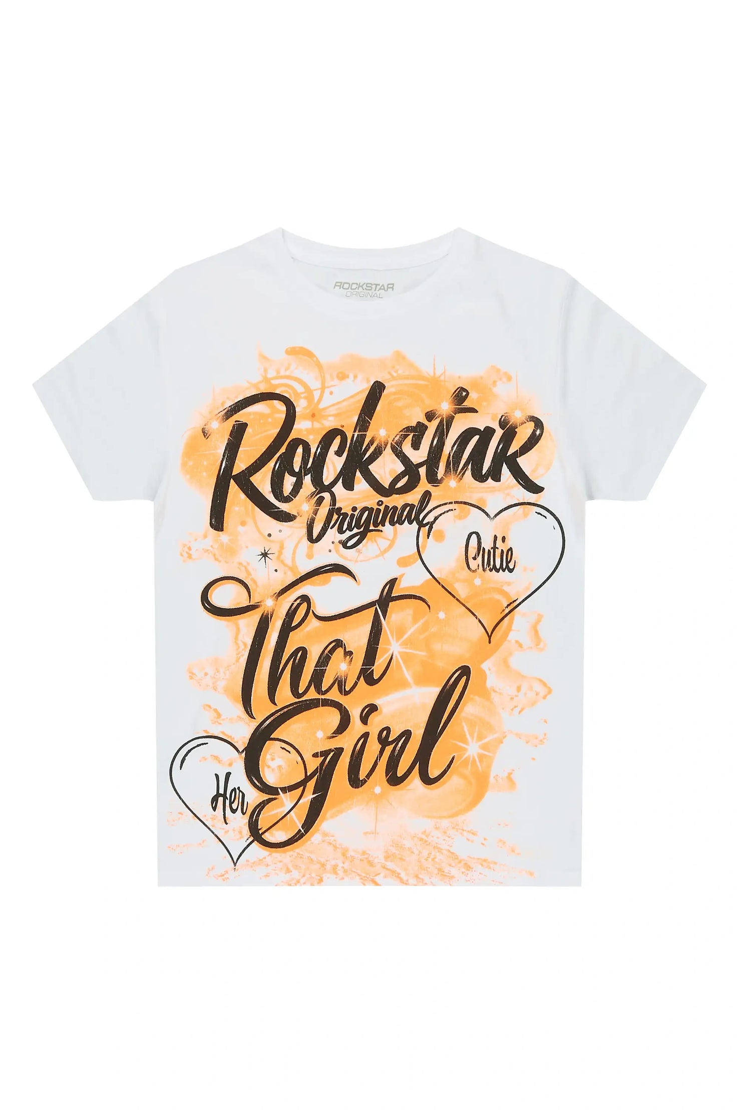 Girls Skye White/Orange Graphic T-Shirt