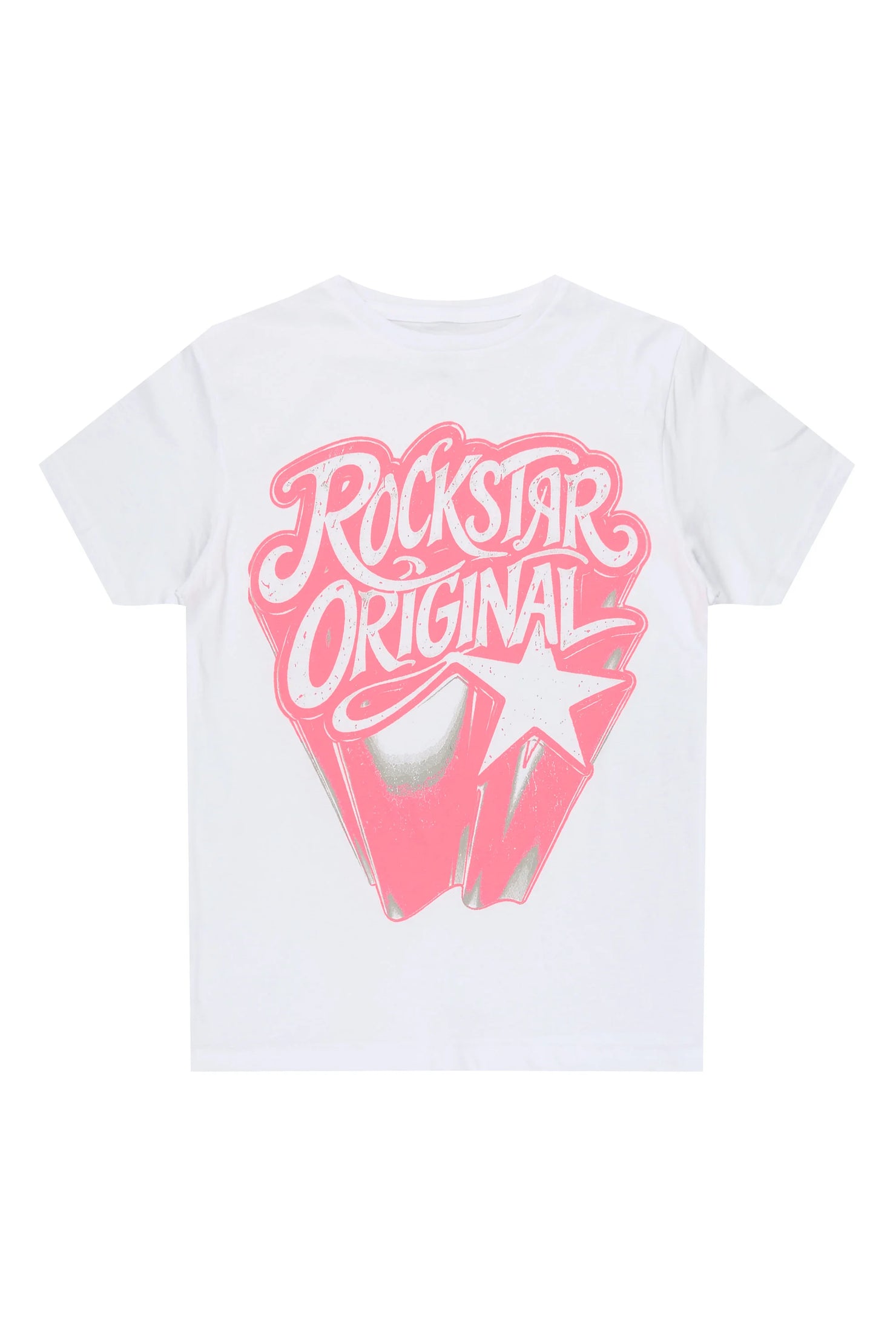 Girls Zayda White/Pink Graphic T-Shirt