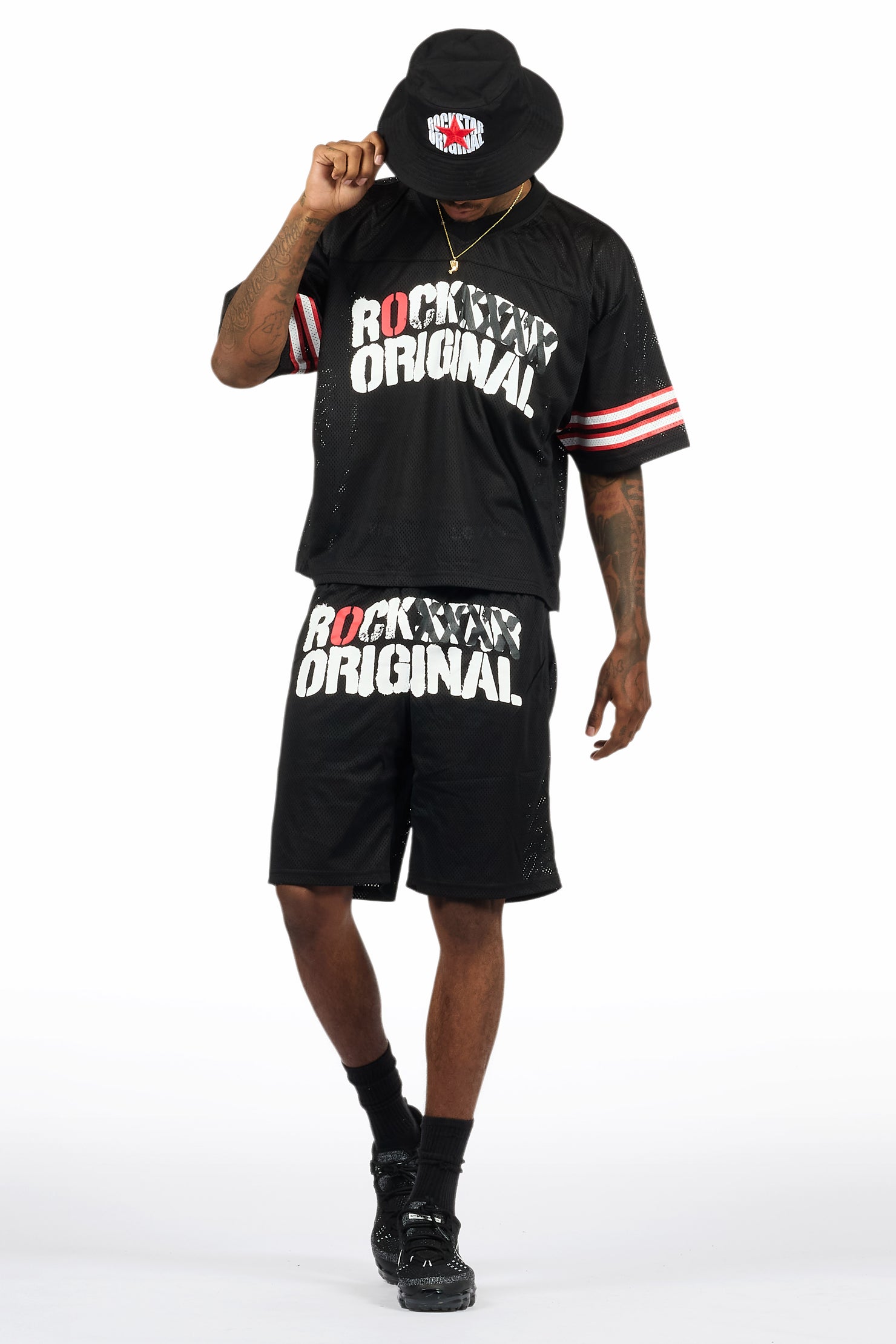 Crown Black Mesh Jersey Short Set