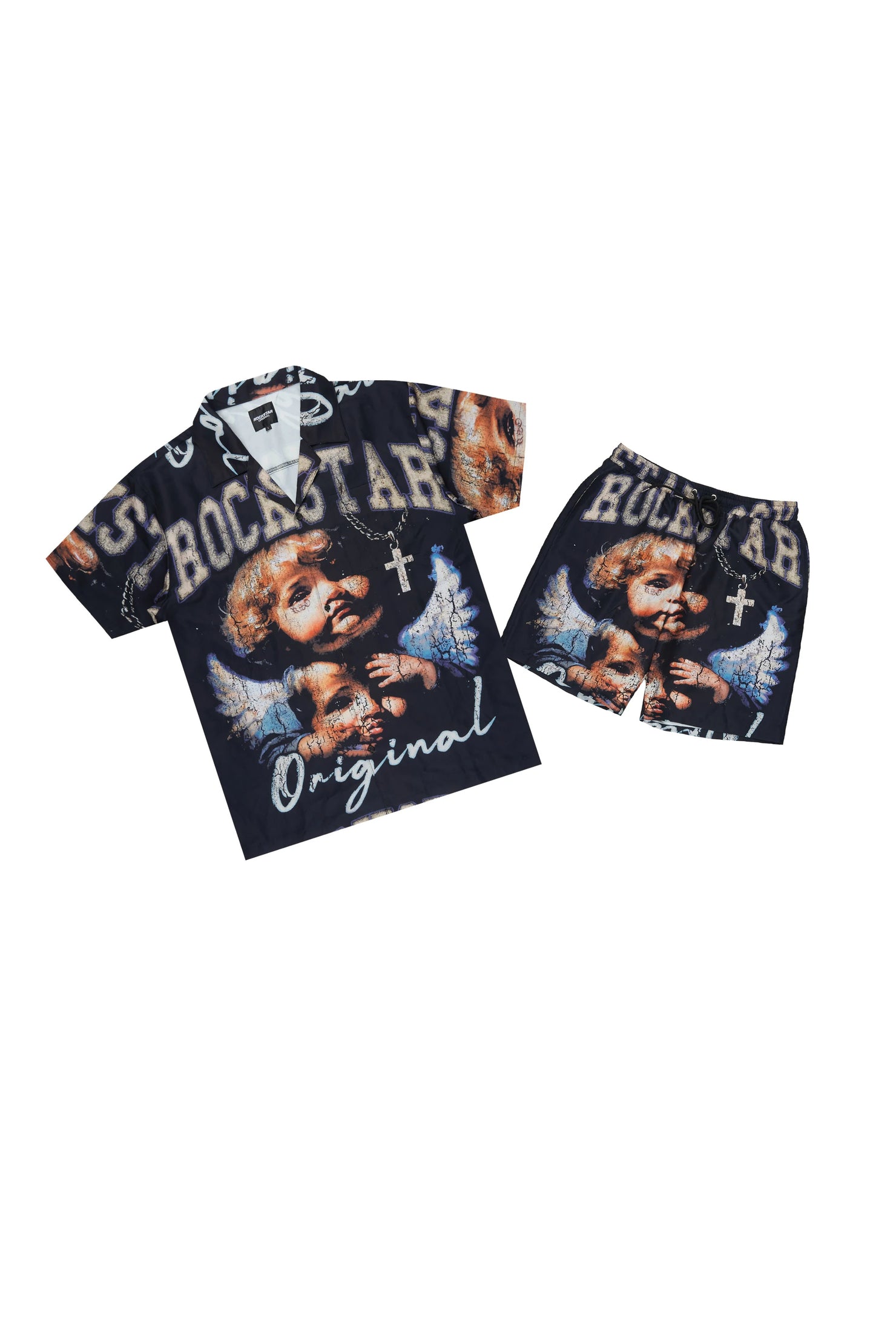 Boys Deiter Black Button Down Shirt/Short Set