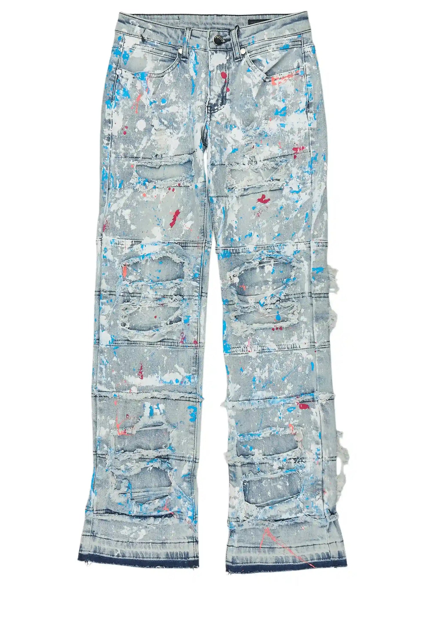Girls Vassa Blue Stacked Painter Flare Jean