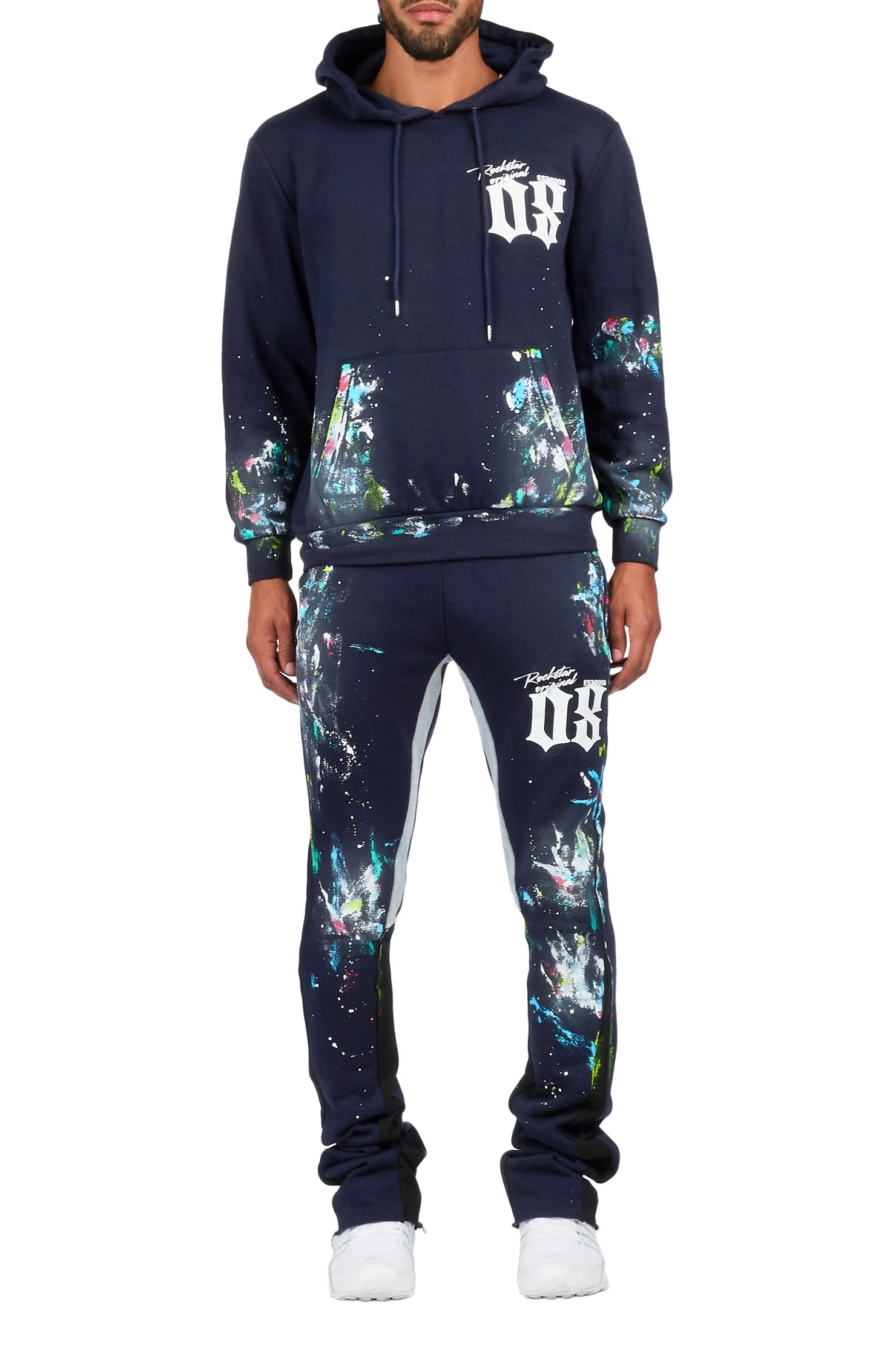 Garth Navy Hoodie/Stacked Flare Pant Track Set