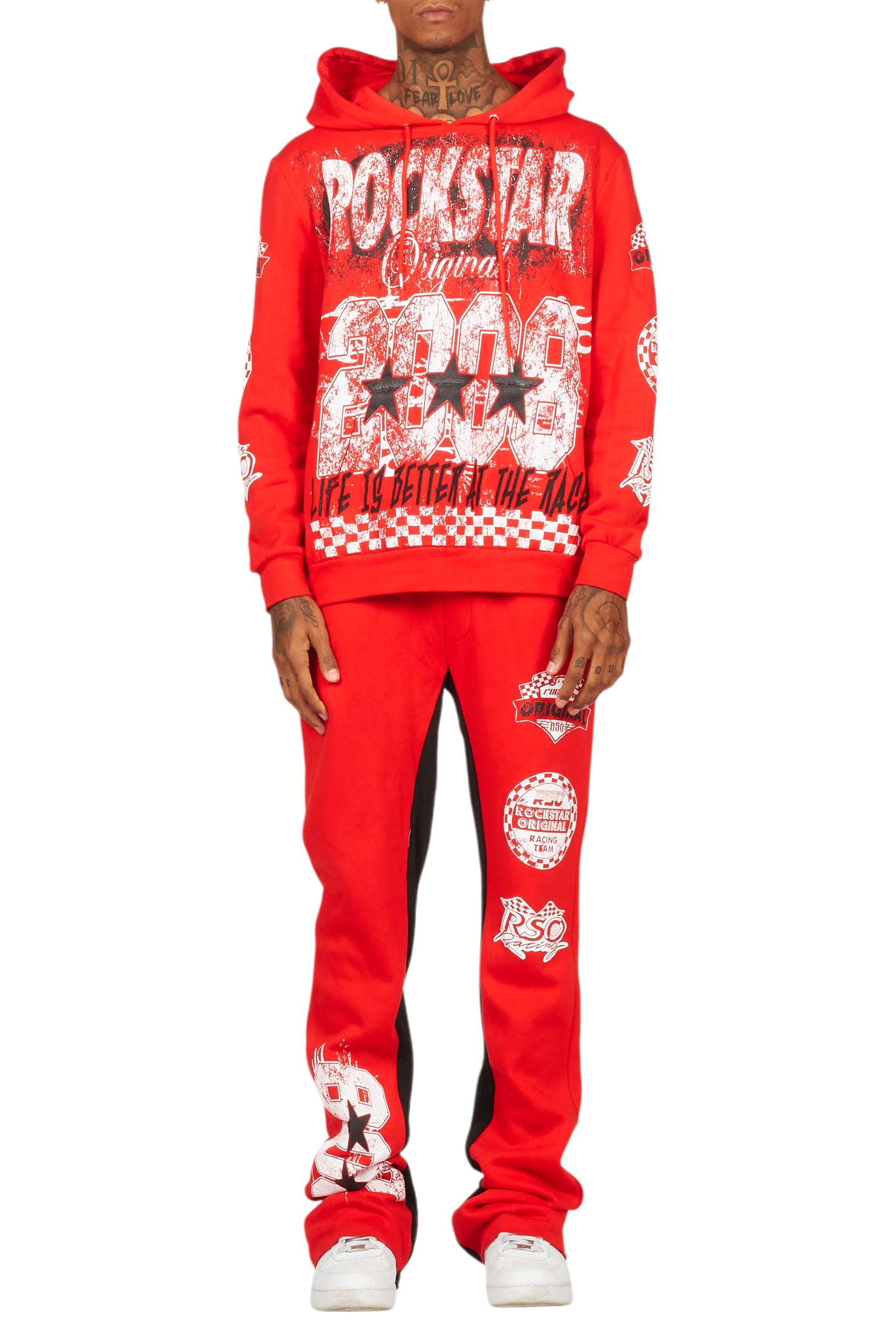 Racing Grung Red Hoodie/Baggy Track Pant Set