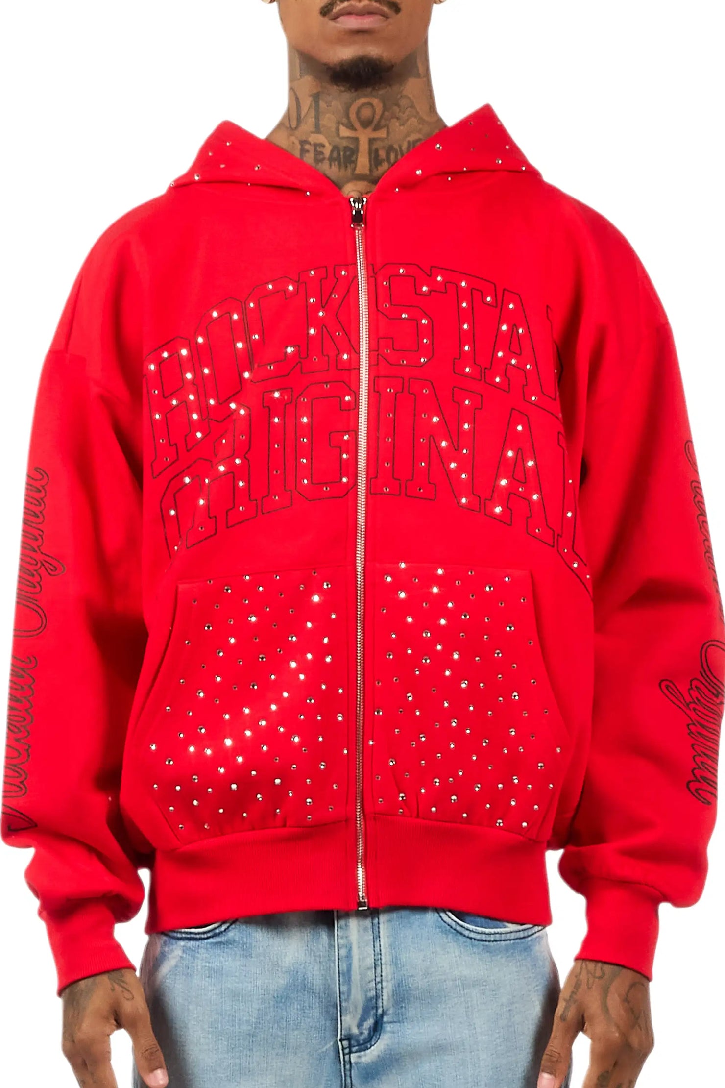 Dripped Red Rhinestone Hoodie