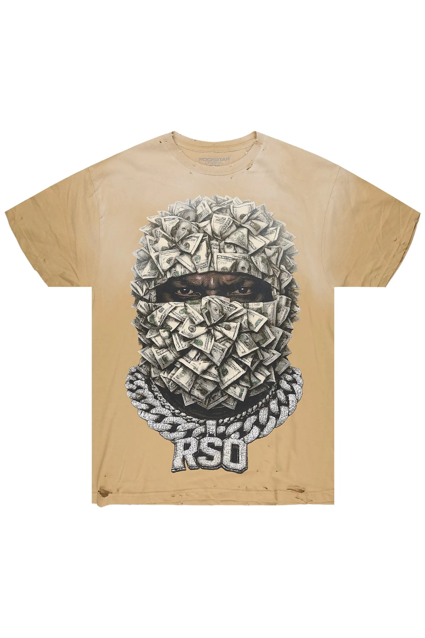 Kairox Beige Oversized Graphic T-Shirt