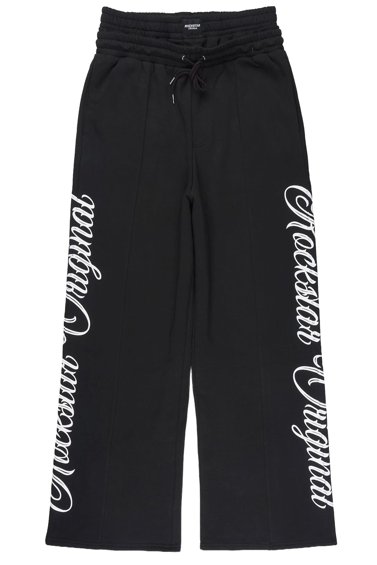Ivola Black Double Waisted Baggy Fit Pant