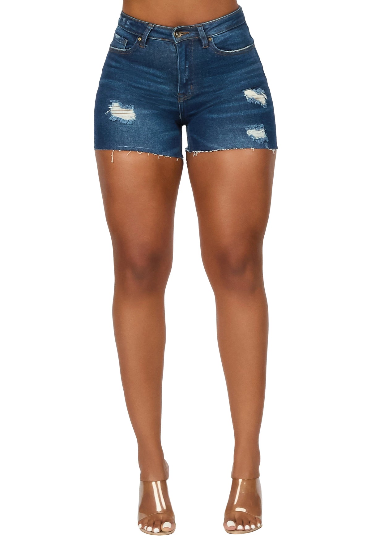 Shawntae Dark Wash Distressed Denim Short