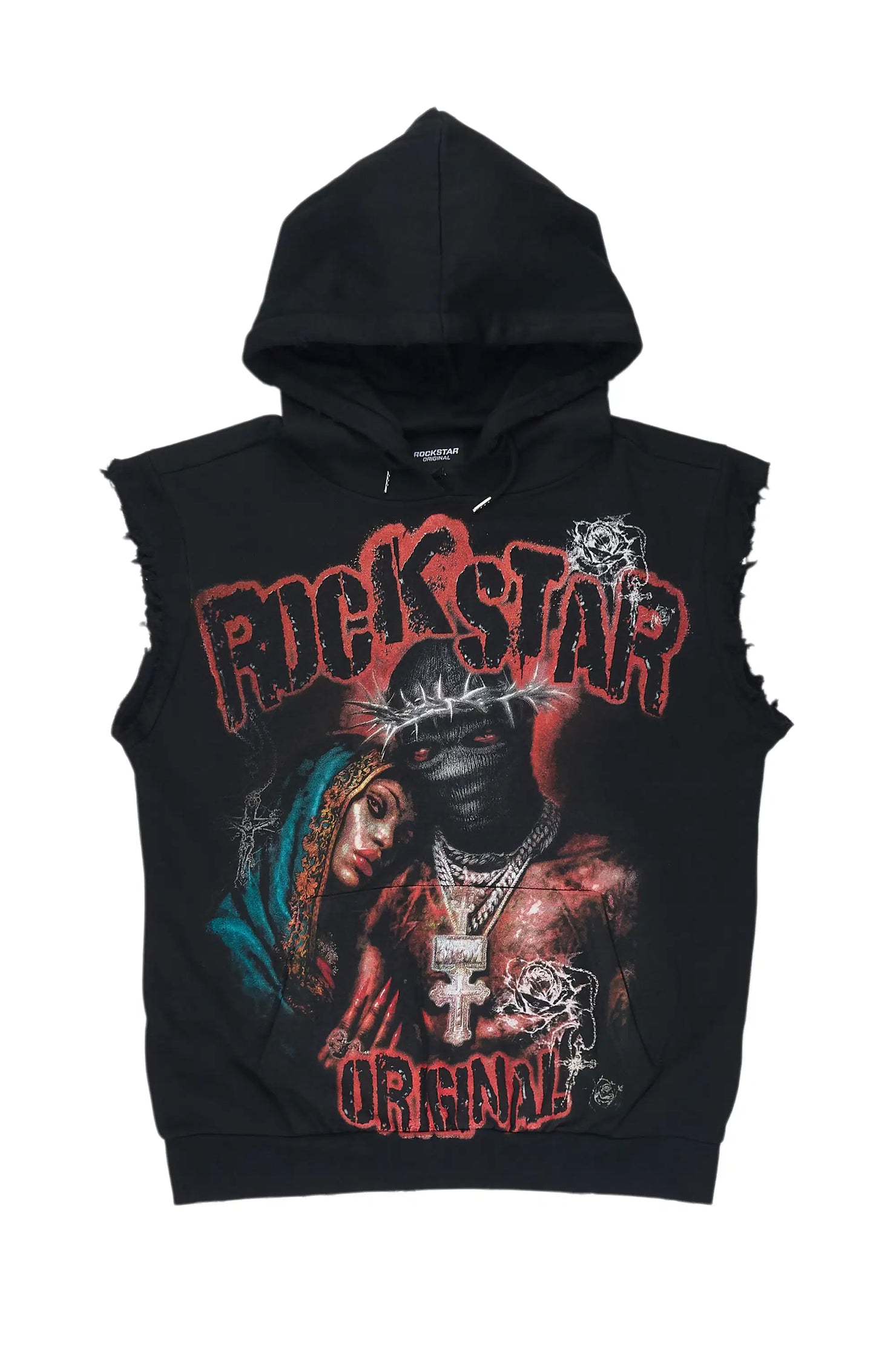 Vontae Black/Red Cut Sleeve Hoodie