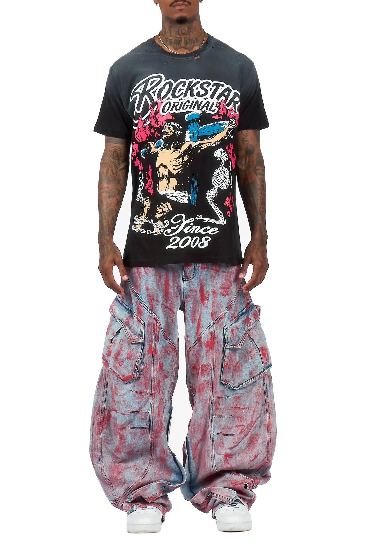 Tren Red/Blue Barrel Fit Jean