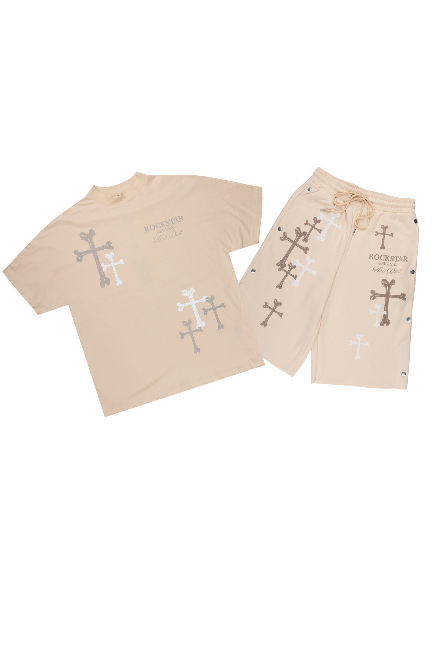 Roddy Beige T-Shirt/Jort Set