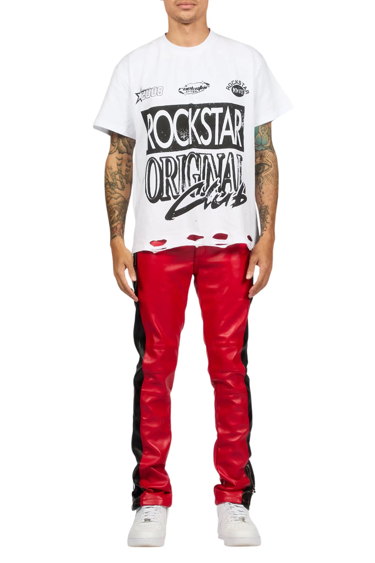 Play Boy Red/Black Skinny Faux Leather Fit Jean