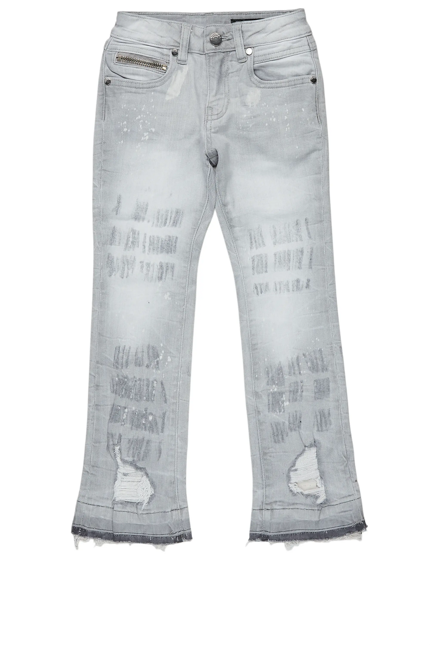 Boys Molter Light Grey Stacked Flare Jean