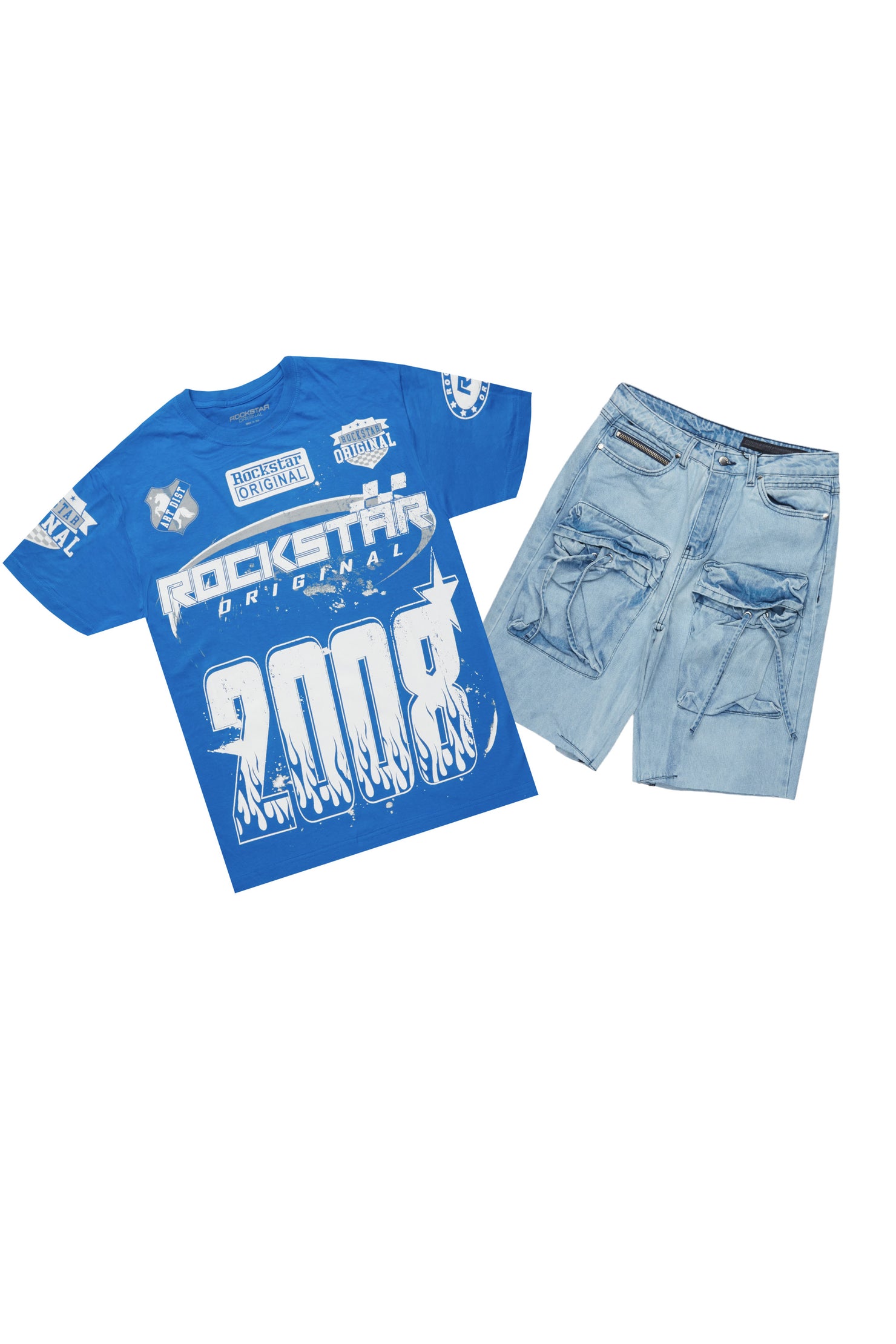 Amos Royal T-Shirt/Denim Short Set