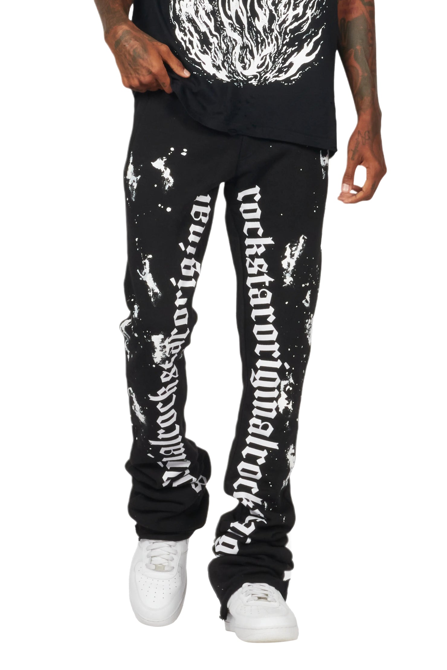 Adwin Painter Black/White Super Stacked Flare Pants