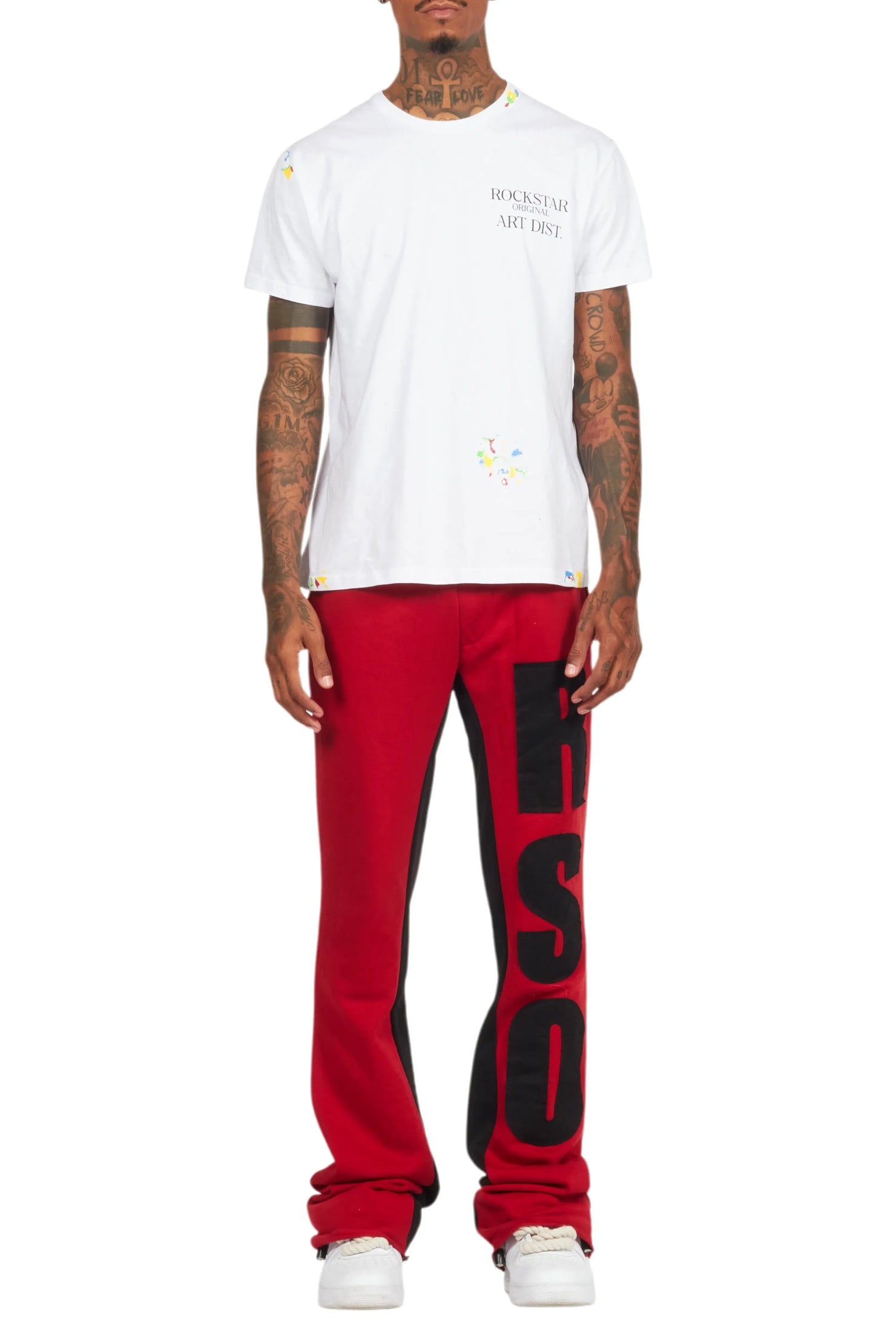 Uko Burgundy Stacked Baggy Track Pant