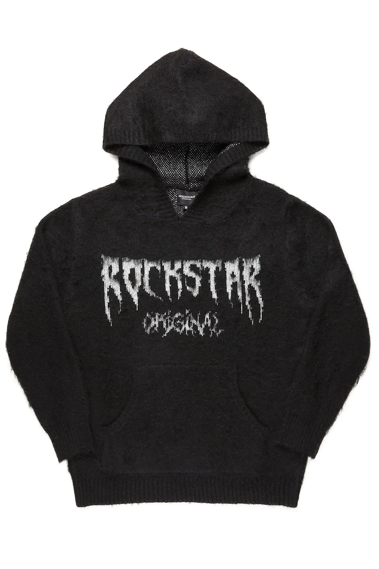 Andros Black Graphic Knitted Hoodie