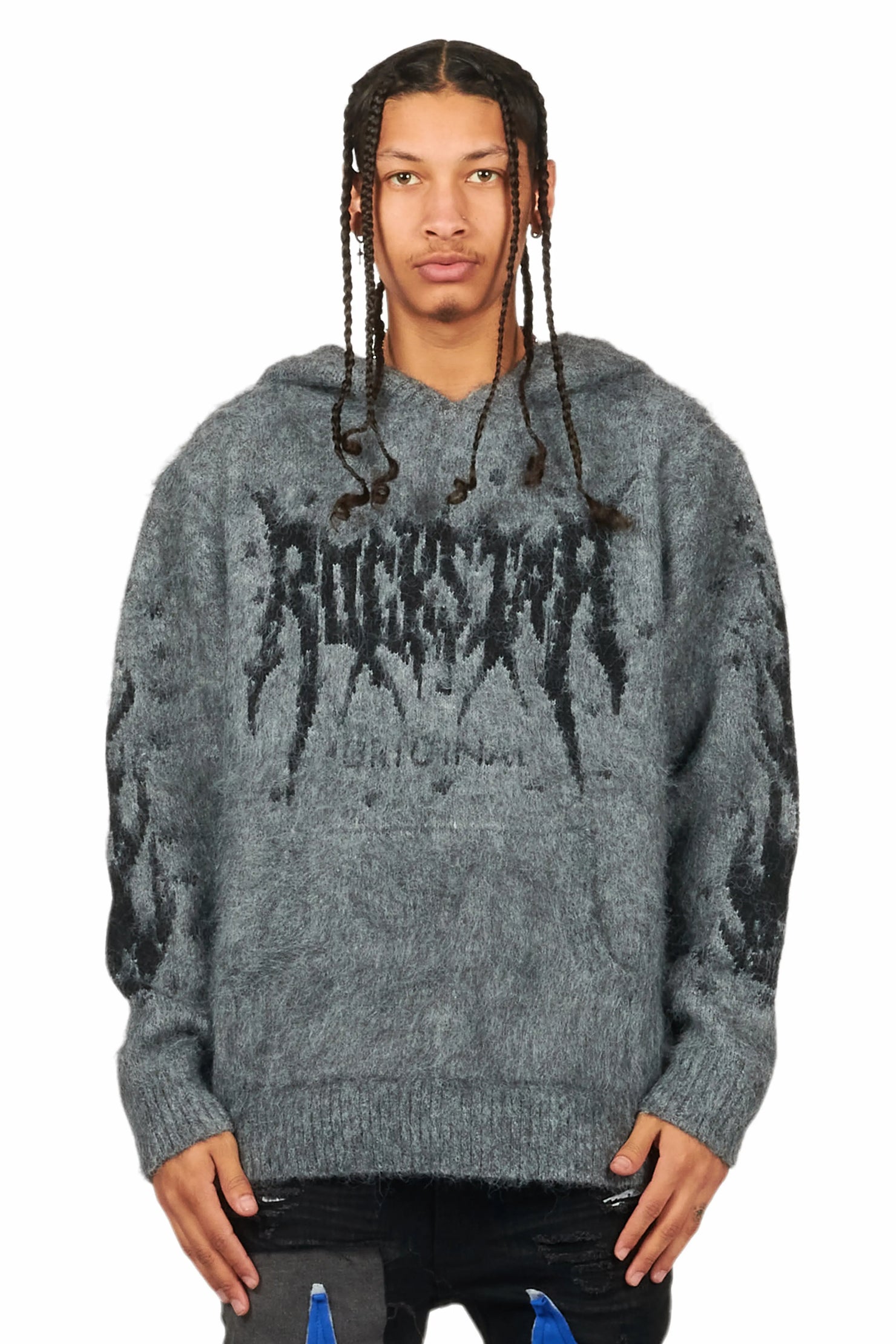Raymond Grey Graphic Knitted Hoodie