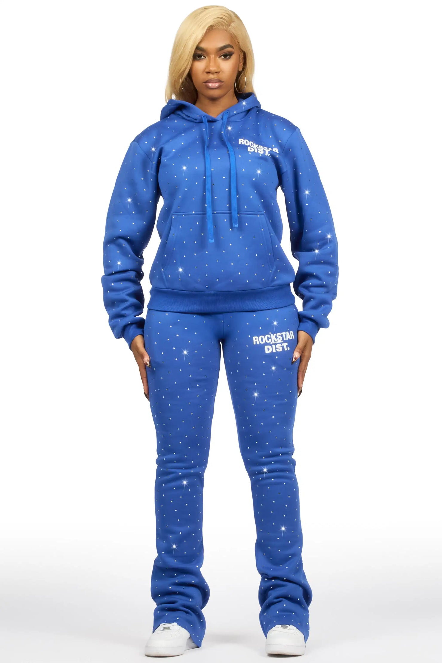 Shamoney Royal Blue Rhinestone Stacked Track Set