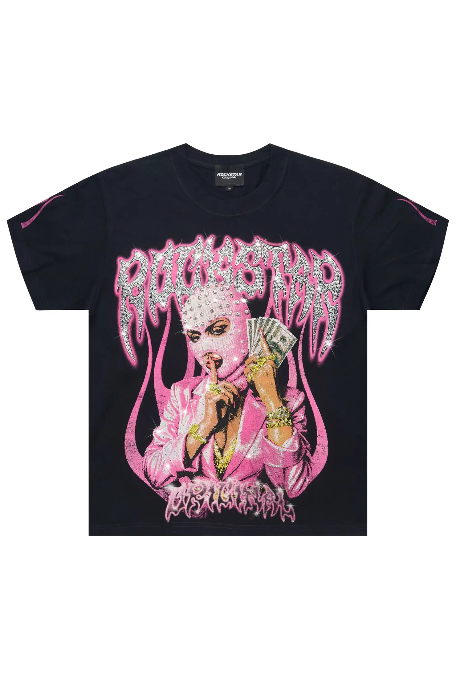 Kookie Black Rhinestone Short Sleeve Tee Shirt