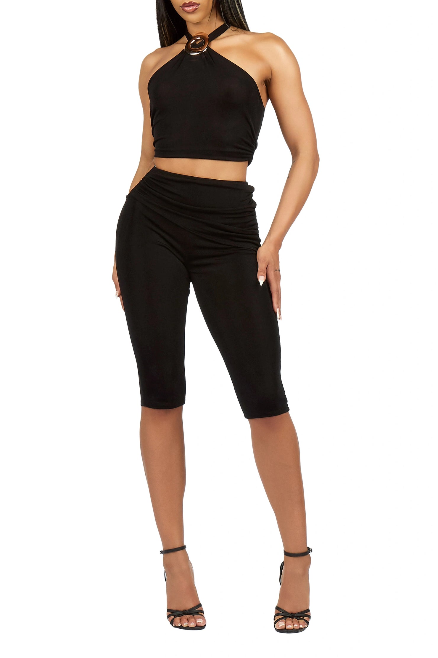 Halter-it Black Capri Set