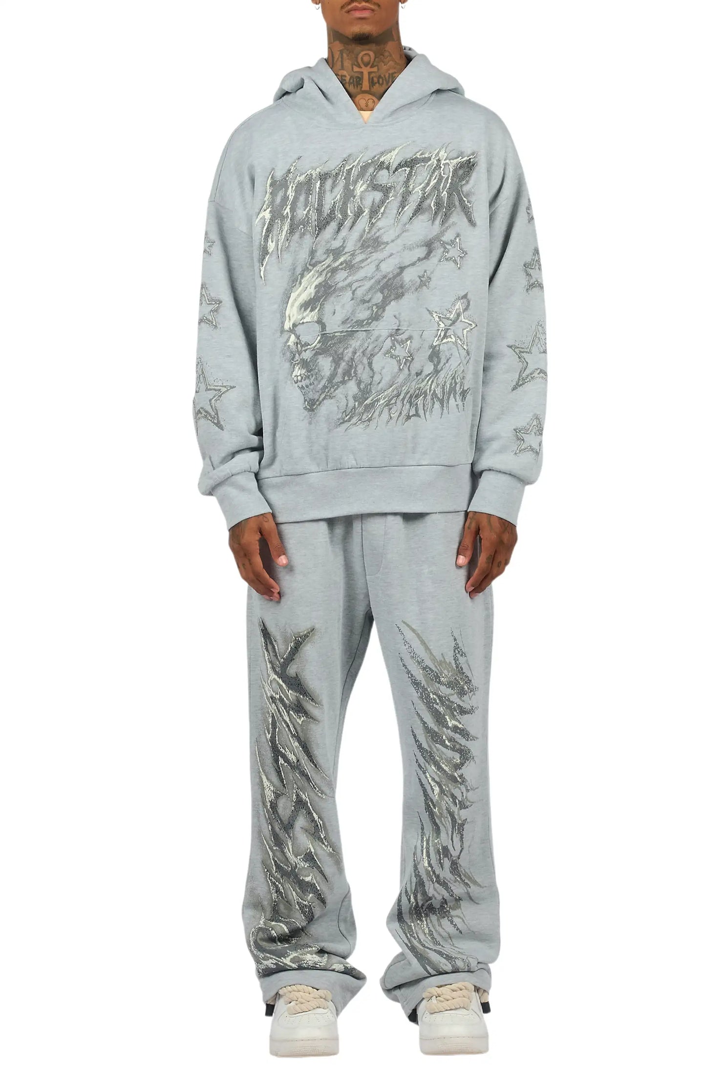 Jantra Heather Grey Hoodie/Baggy Pant Track Set