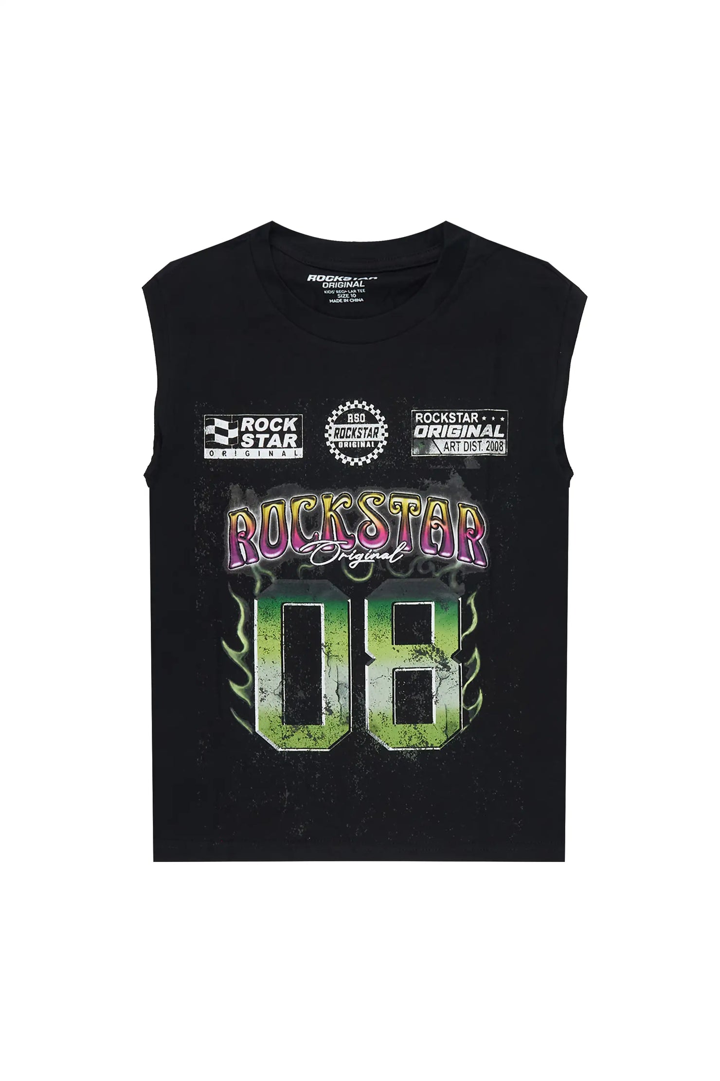 Girls Quitta Black Cut Off  Graphic T-Shirt