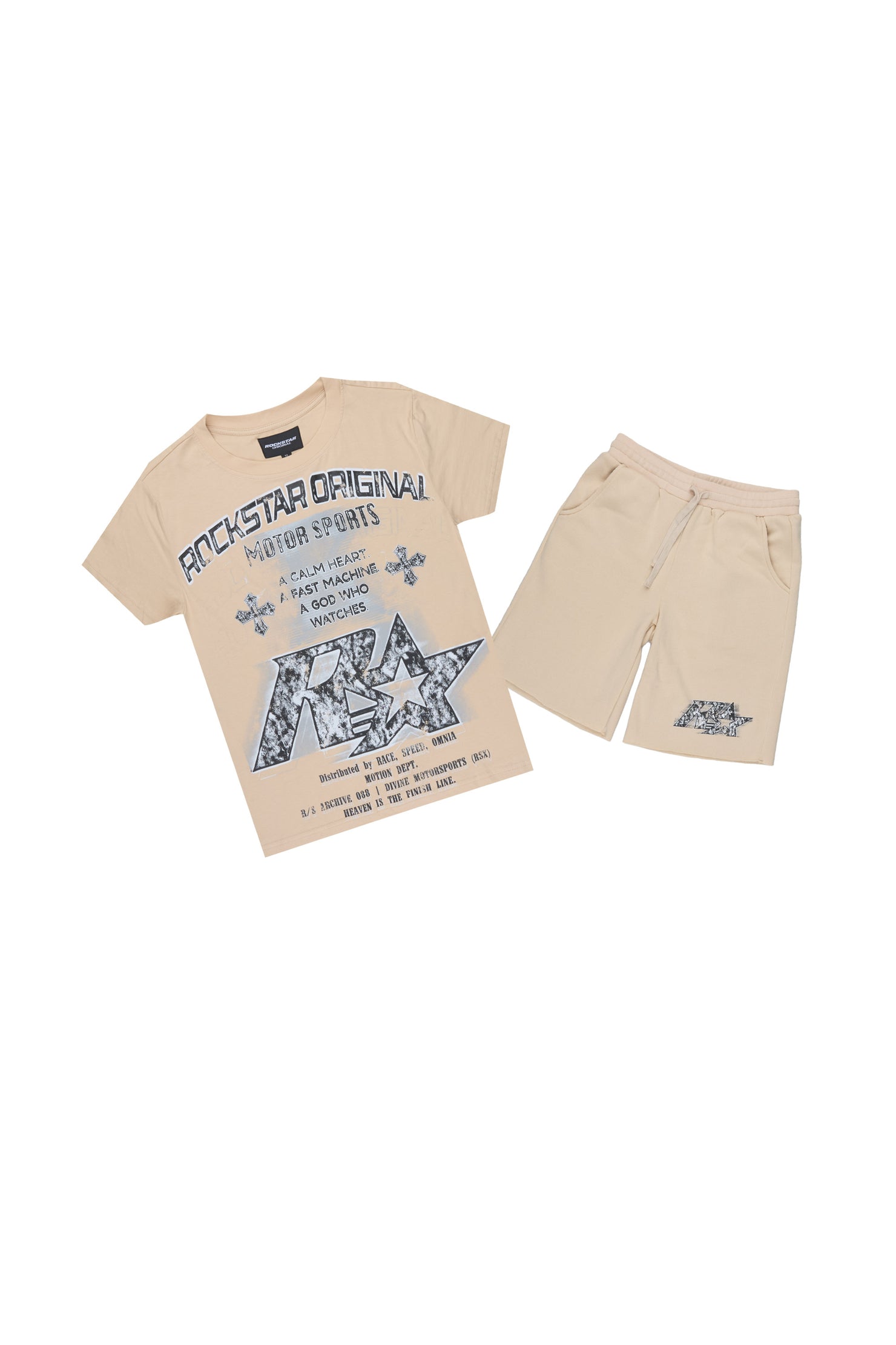 Boys Byson Beige T-Shirt Short Set