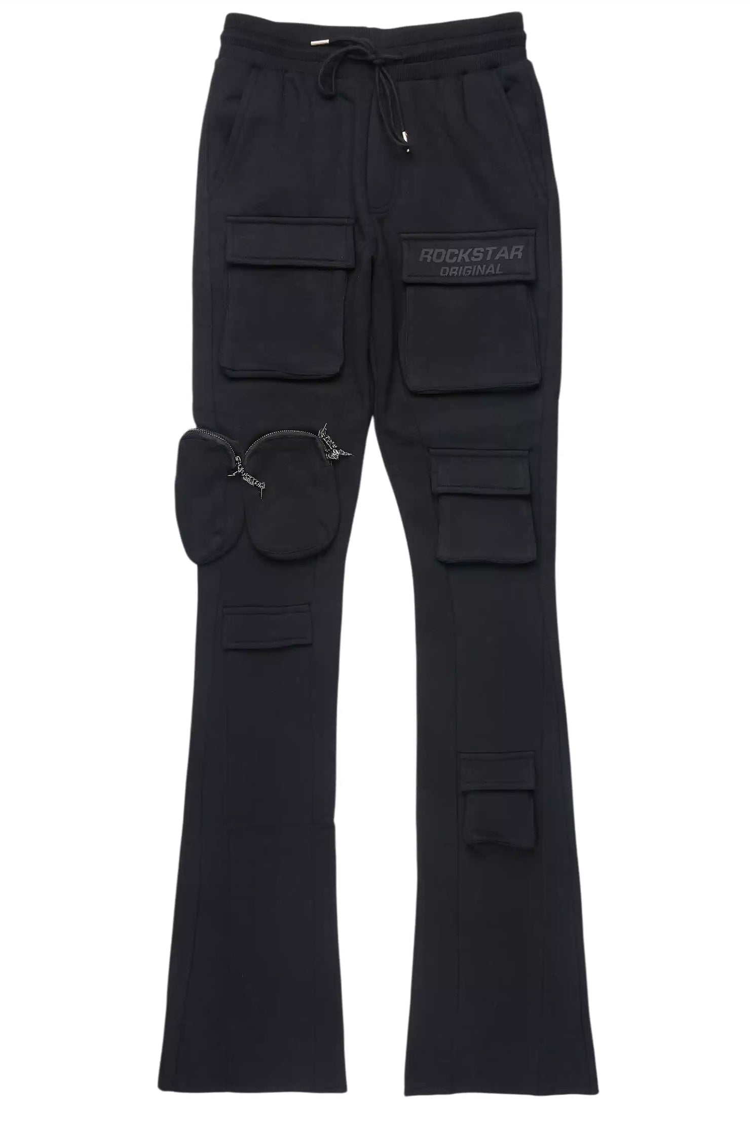 Noriko Black/Black Stacked Flare Track Pant