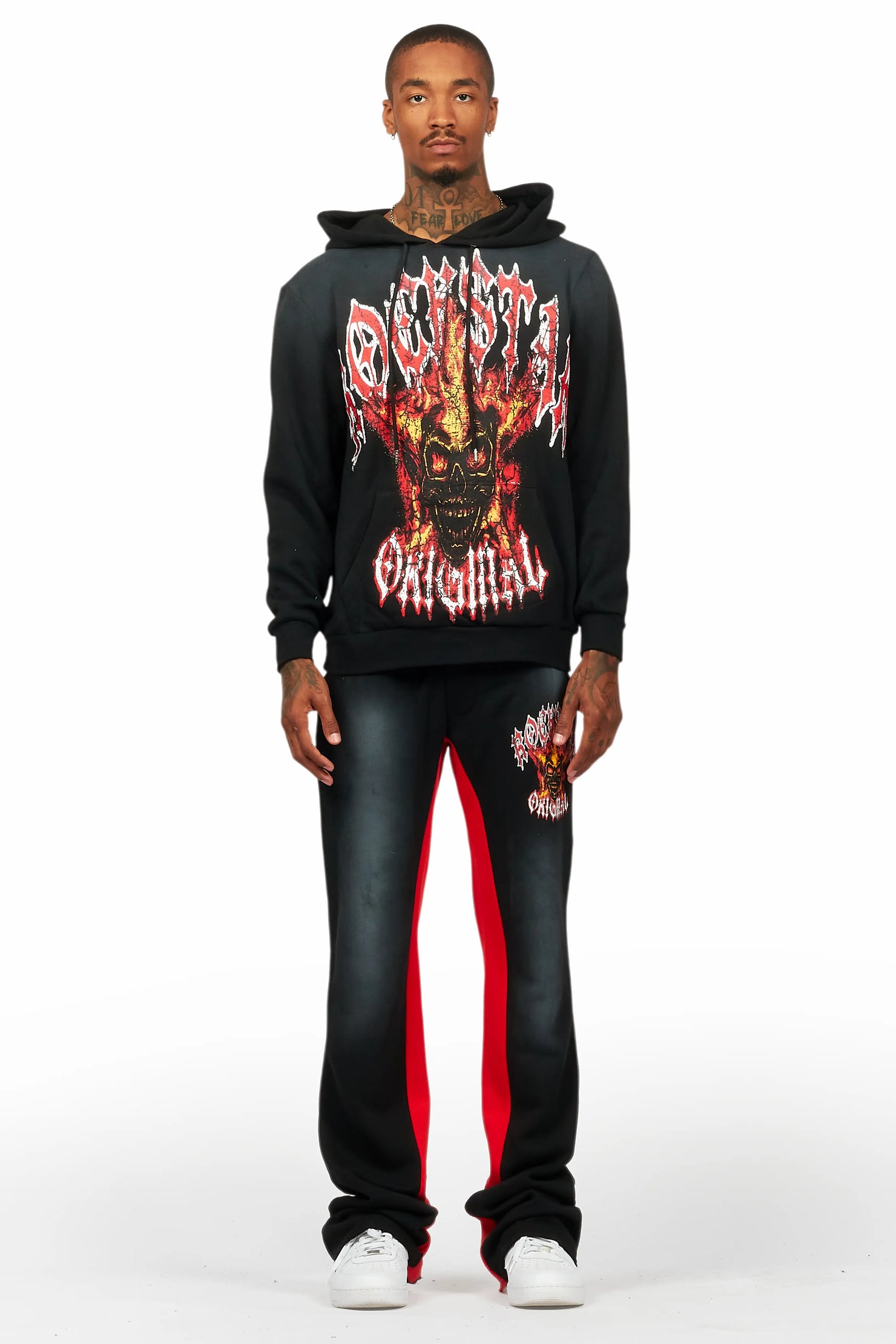 HDStar Black/Red Hoodie/Baggy Track Pant Set