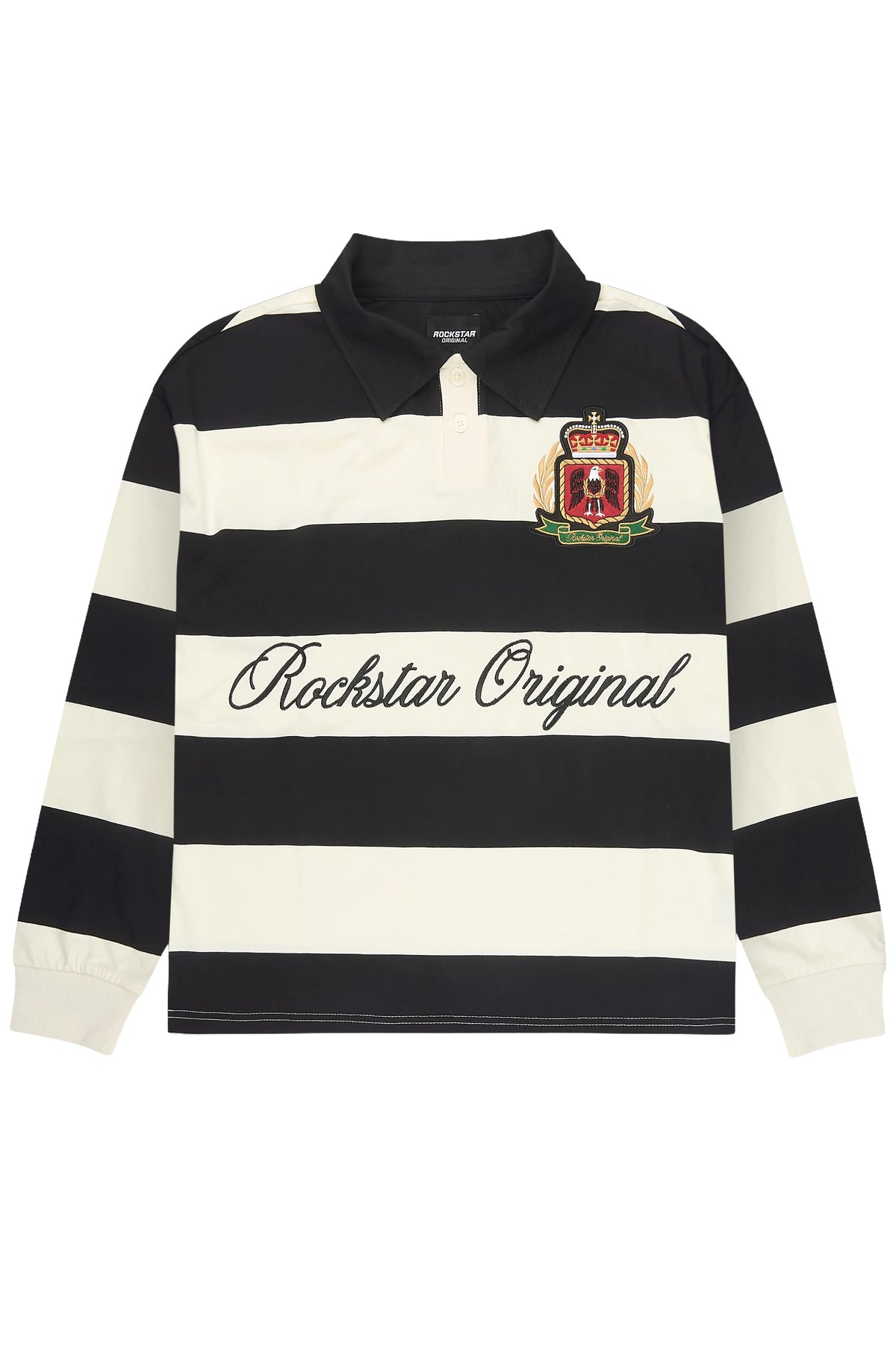Flynn White/Black Long Sleeve Polo Shirt