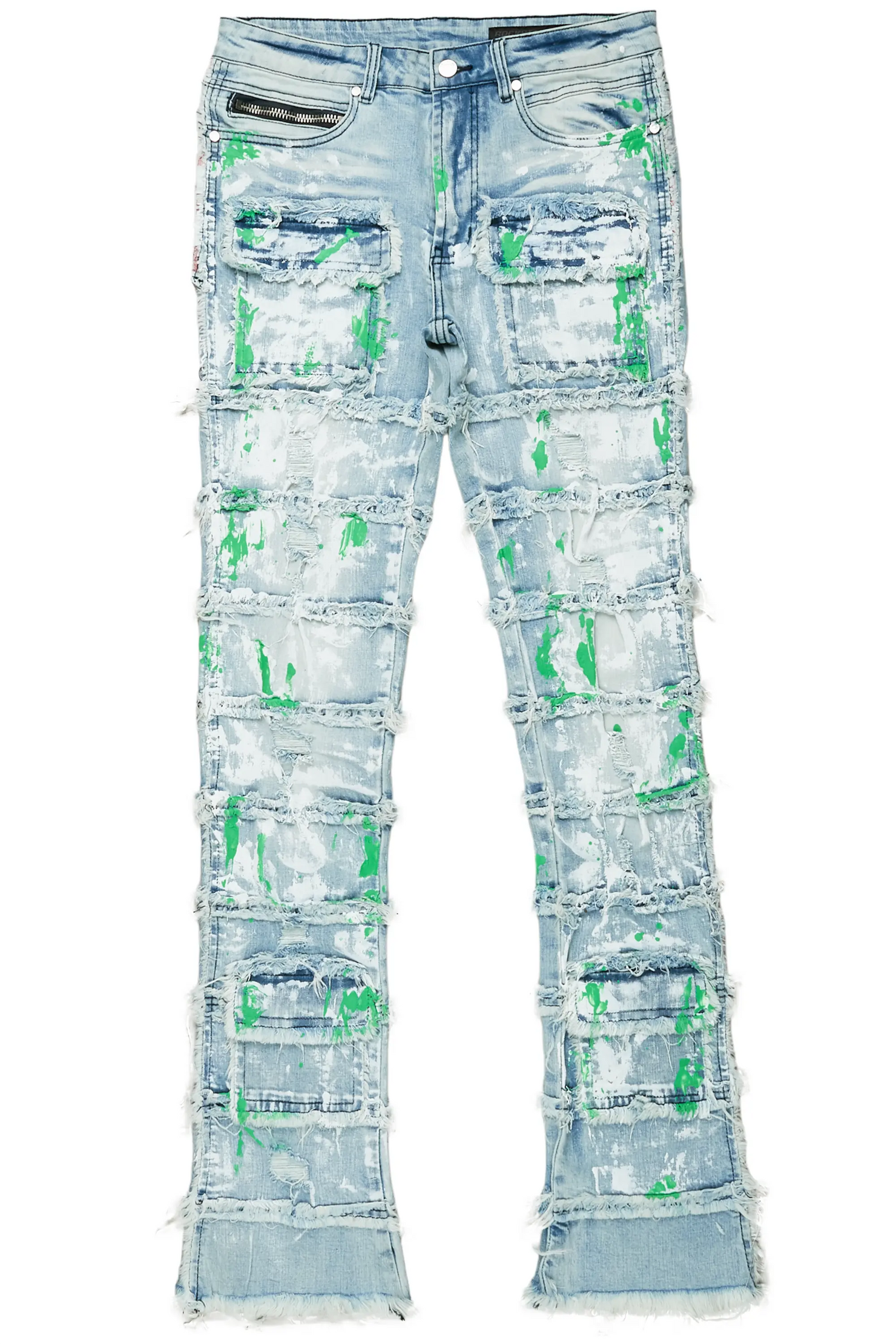 Jadin Blue Painter Stacked Flare Jean