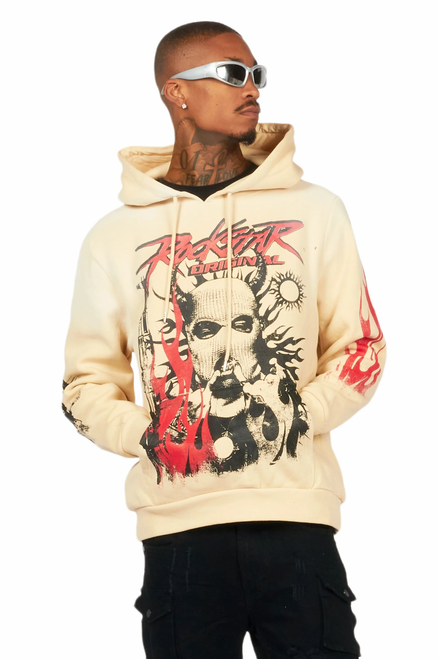 Mercy Beige Graphic Hoodie