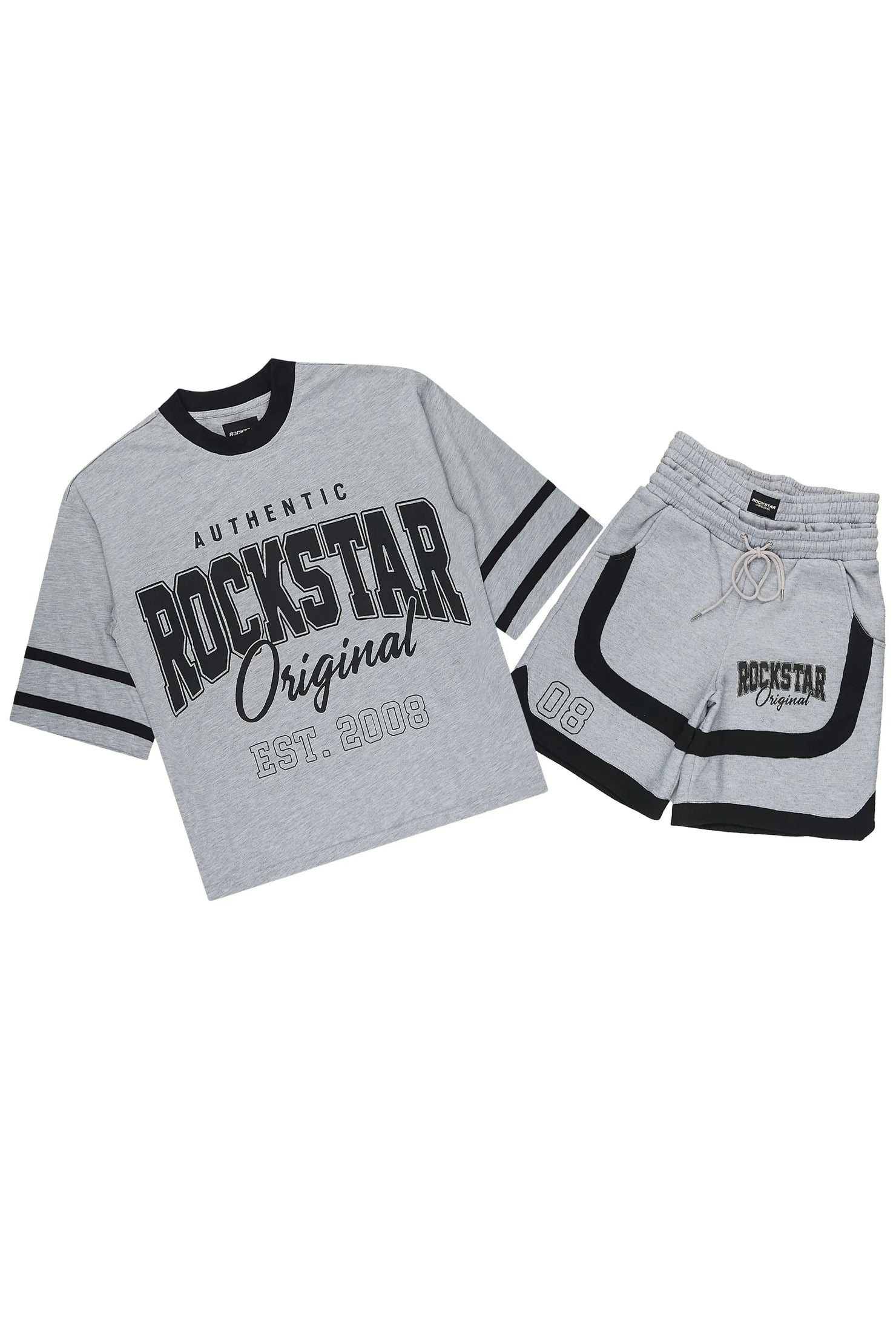 Redford Heather Grey T-Shirt/Double Waisted Short Set