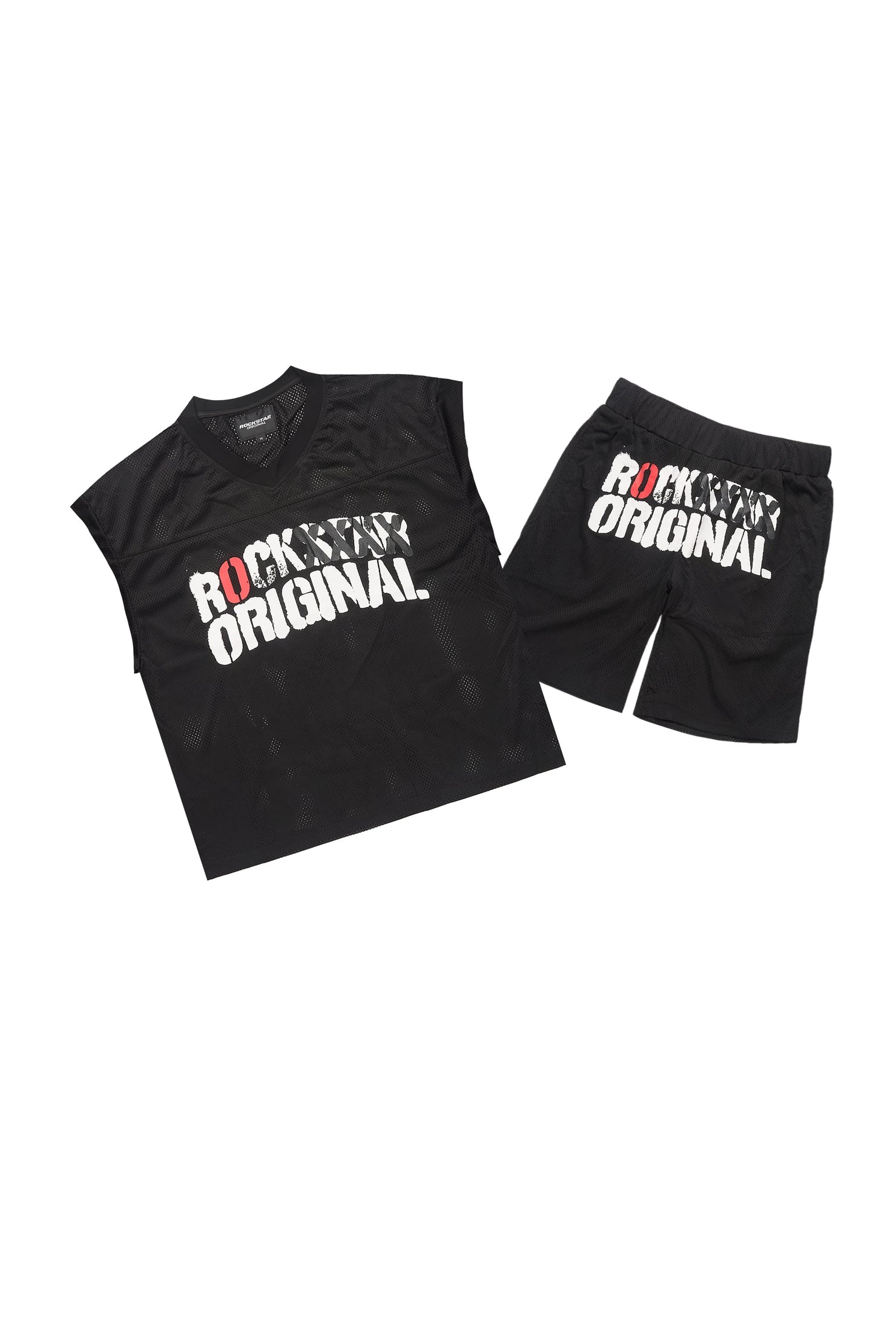 Crown Black Mesh Cut Sleeve Jersey Short Set