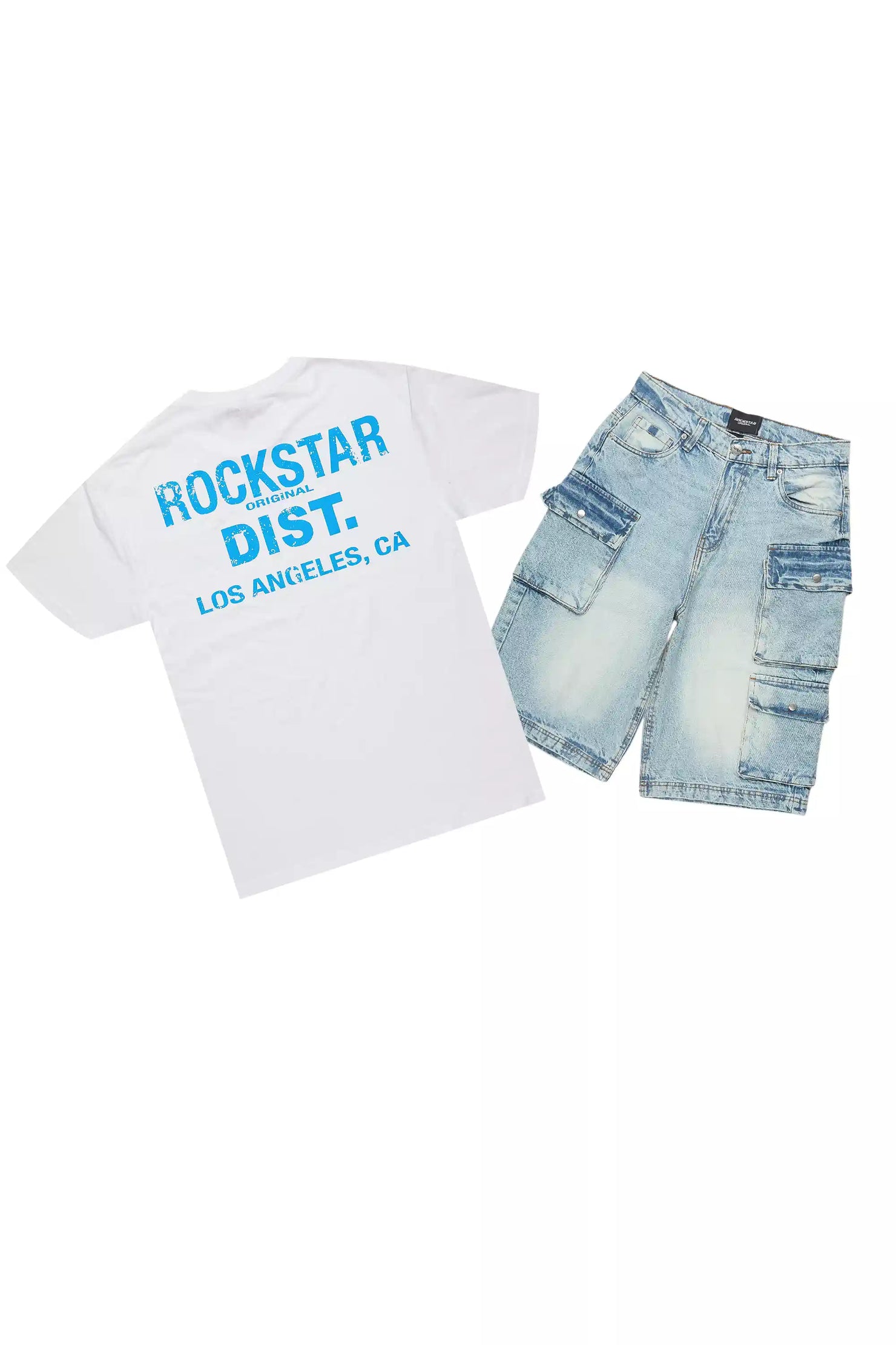 Lake White/Blue T-Shirt Denim Jort Set