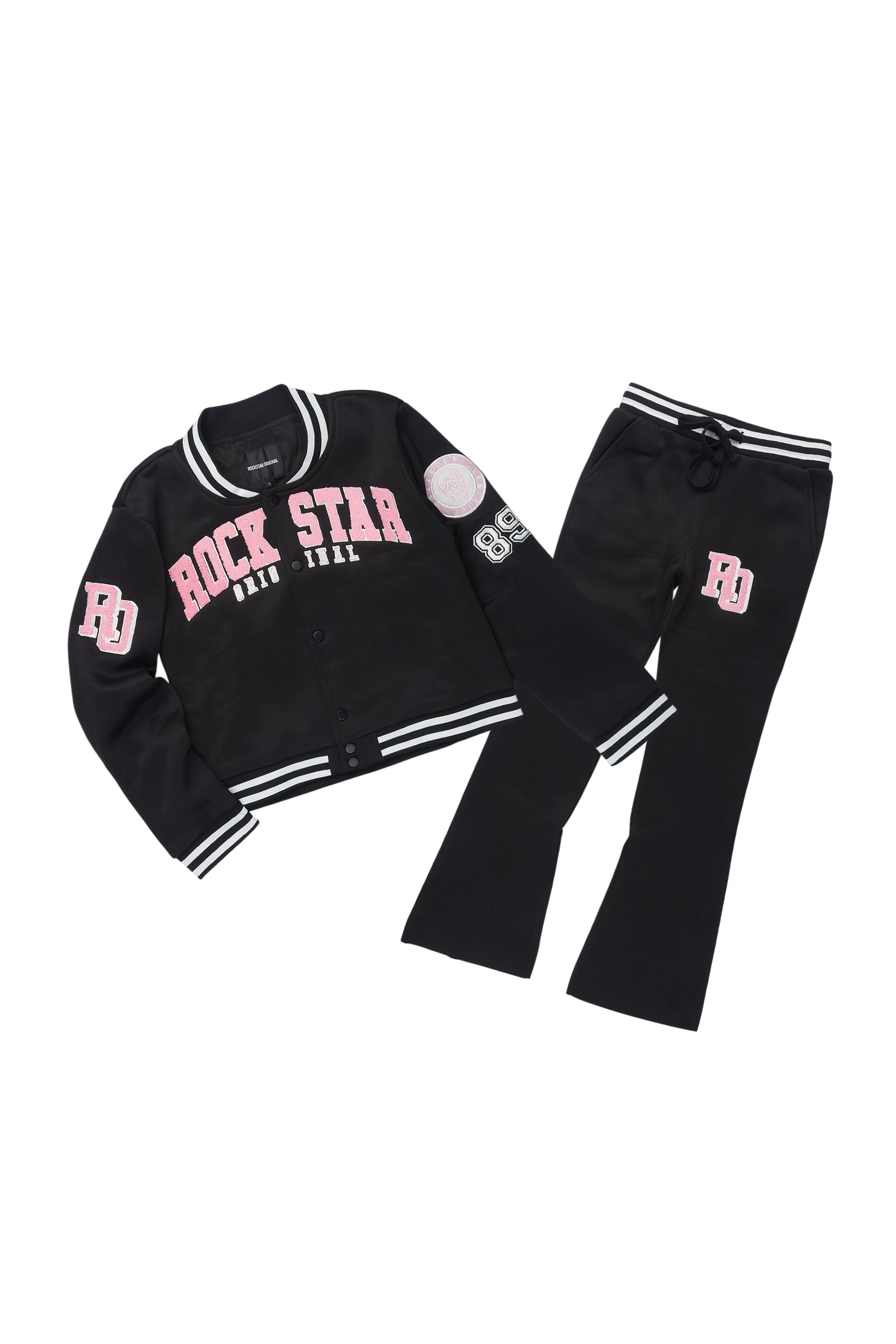Girls Esmeralda Black Fleece Super Stacked Flare Track Set