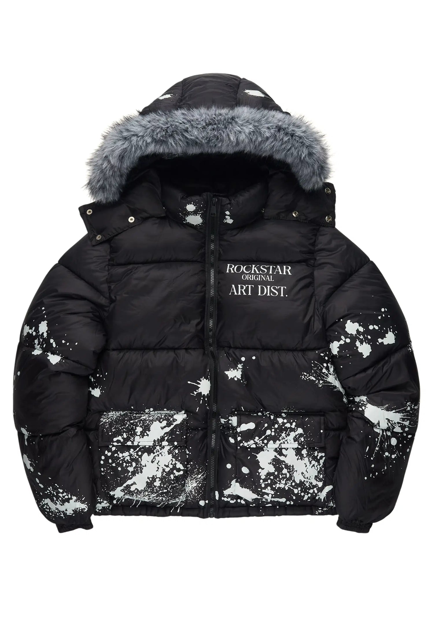 Filipa Black Painted Puffer Jacket